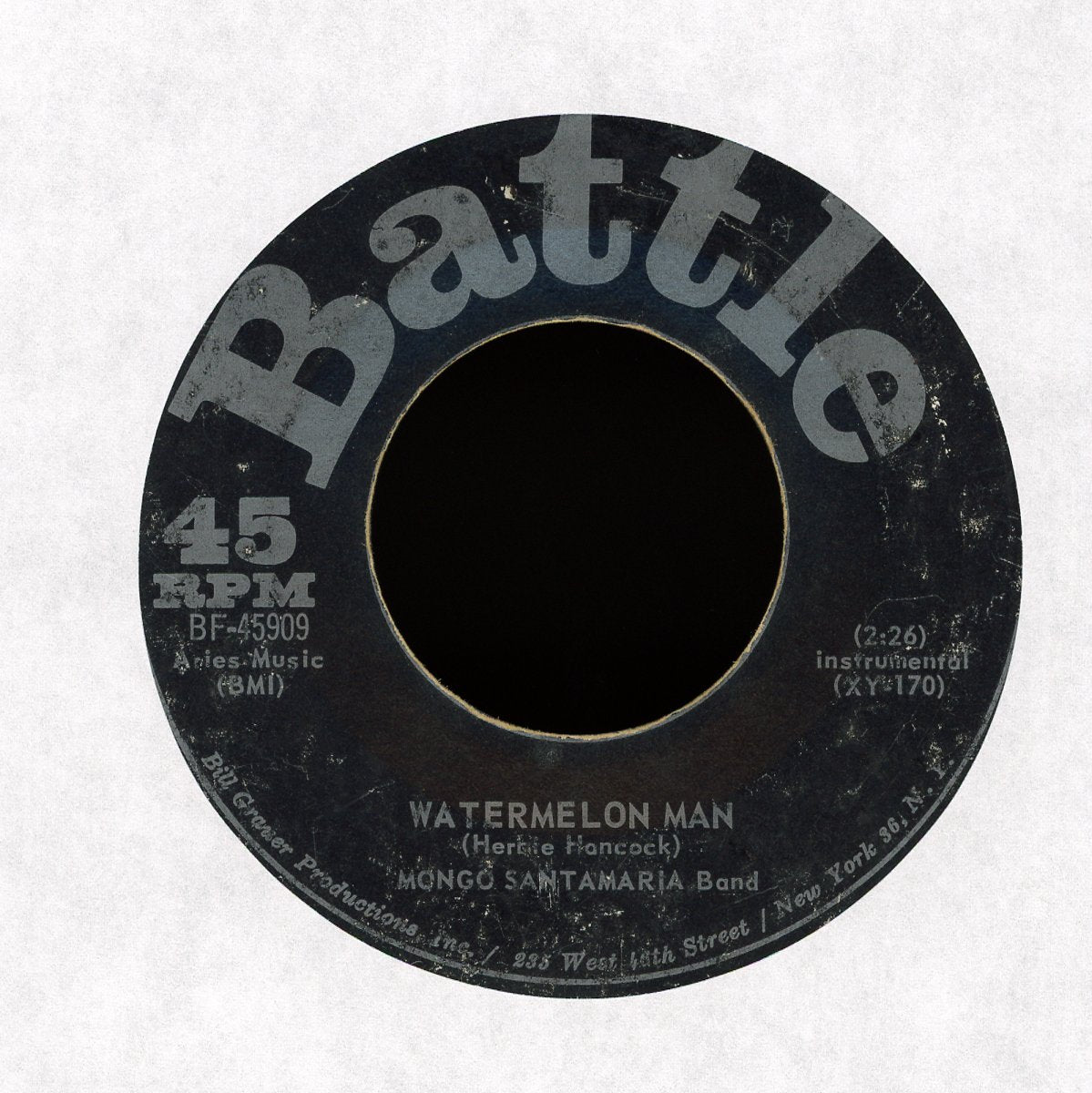 The Mongo Santamaria Orchestra - Watermelon Man / Don't Bother Me No More on Battle Latin Jazz 45