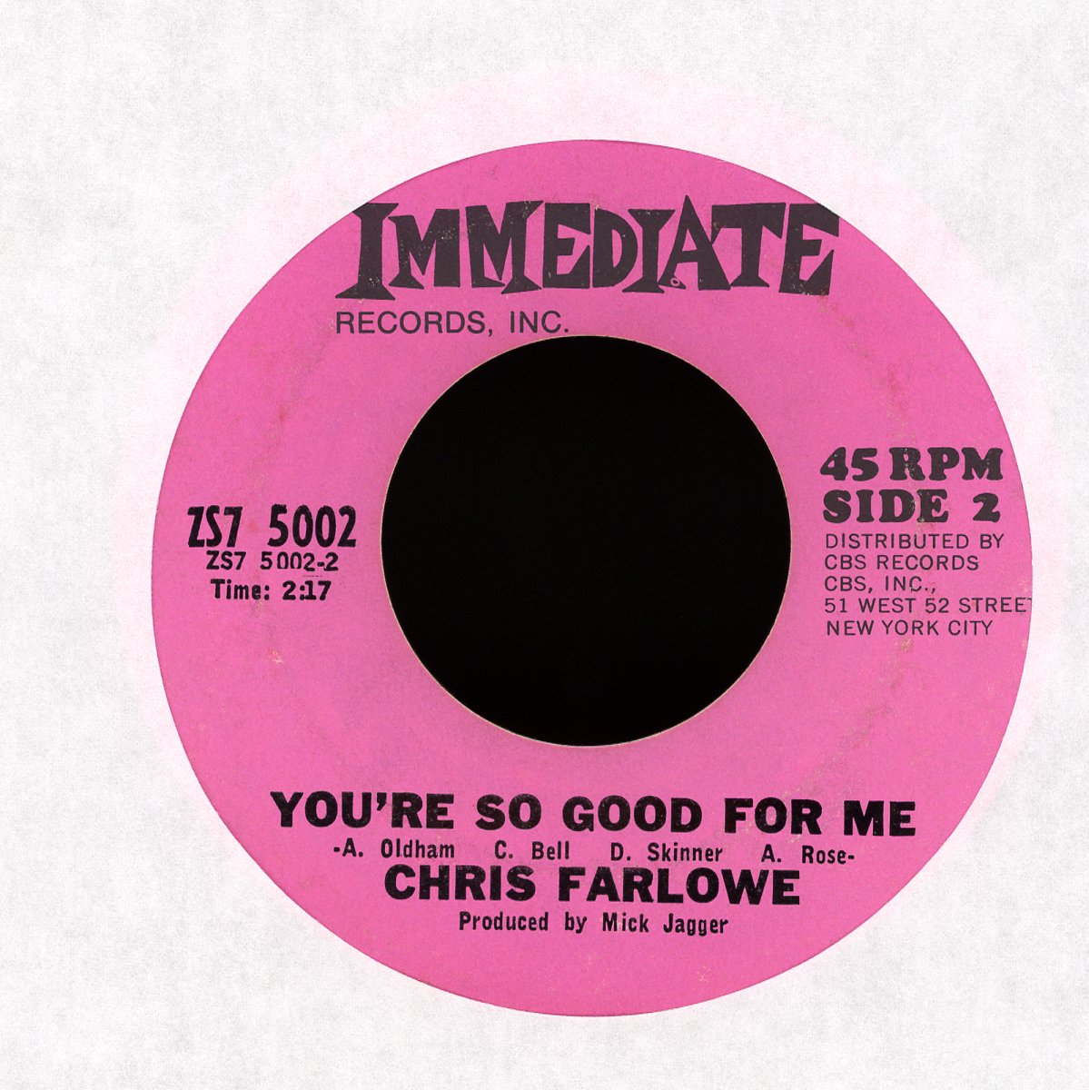 Chris Farlowe - Paint It Black / You're So Good For Me on Immediate Rock 45