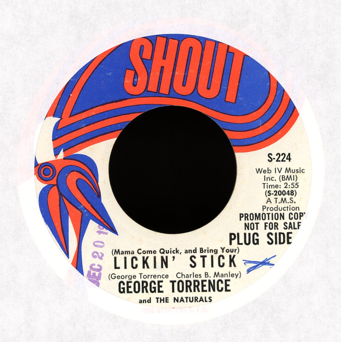 George Torrence - Lickin' Stick / So Long Goodbye on Shout Soul 45