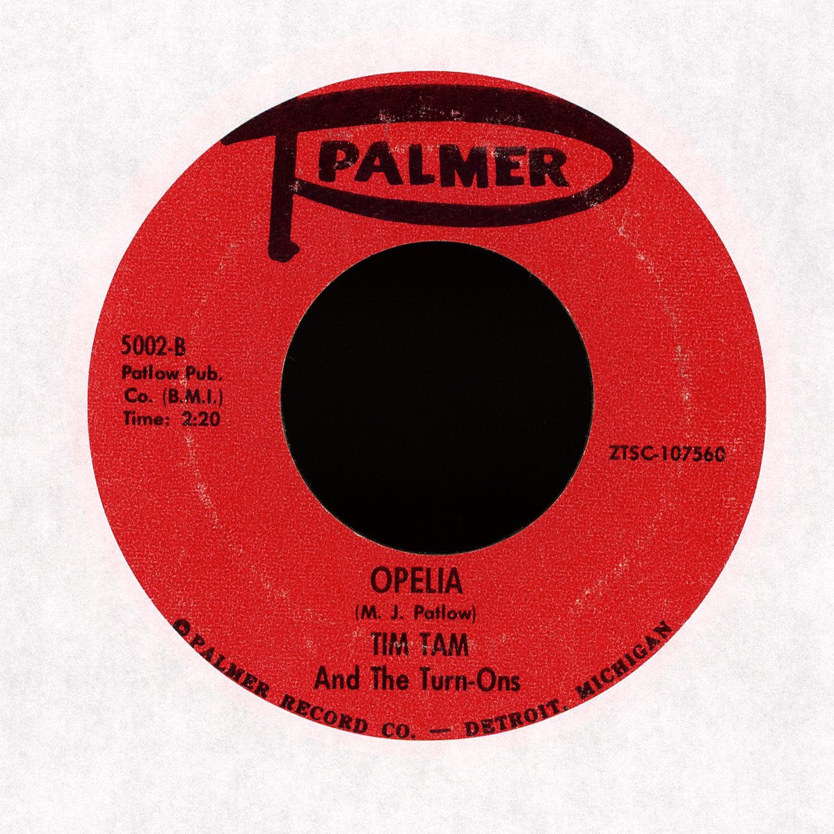 Tim Tam And The Turn-Ons - Wait A Minute / Ophelia on Palmer Northern Soul 45