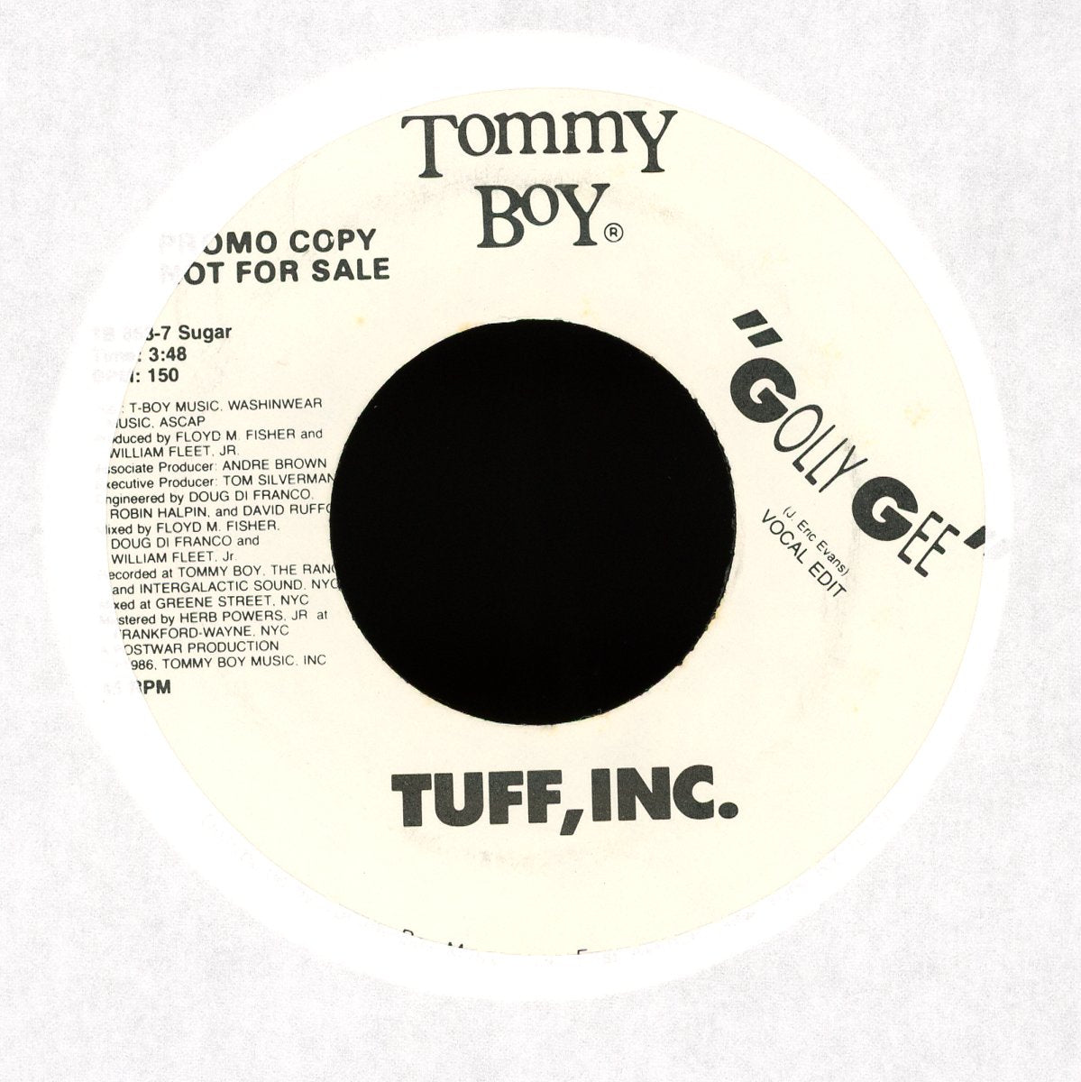 Tuff, Inc. - Golly Gee / We're Tuff on Tommy Boy Promo 45