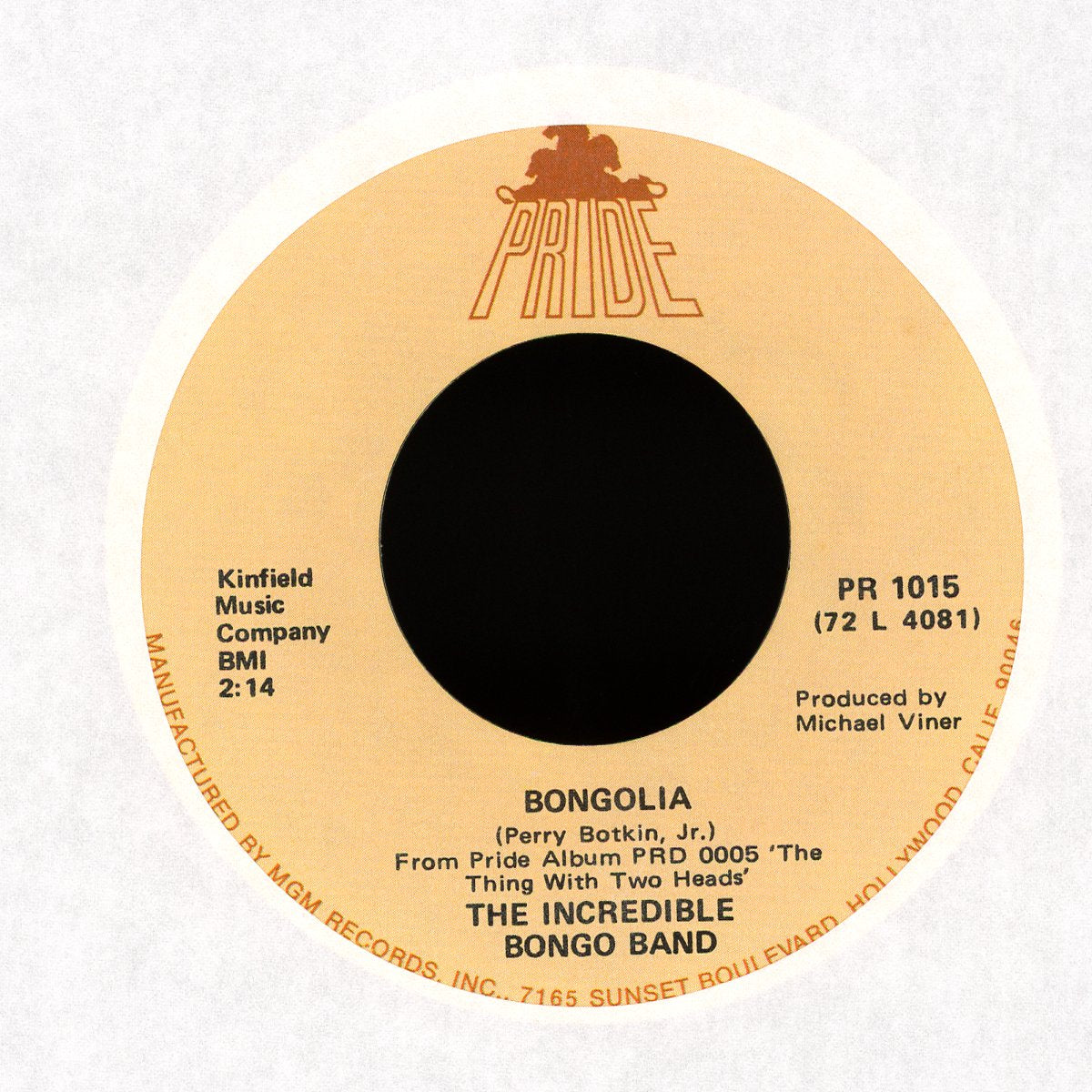 The Incredible Bongo Band - Bongolia / Bongo Rock on Pride Funk 45