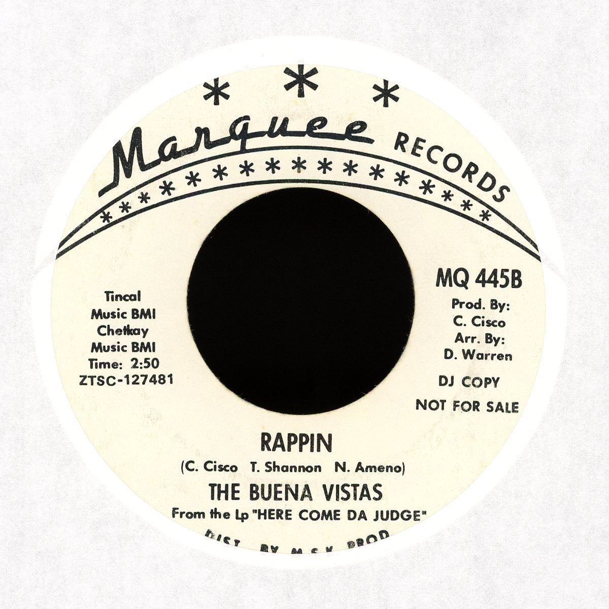 The Buena Vistas - Soul Clappin / Rappin on Marquee Records Promo Funk R&B 45