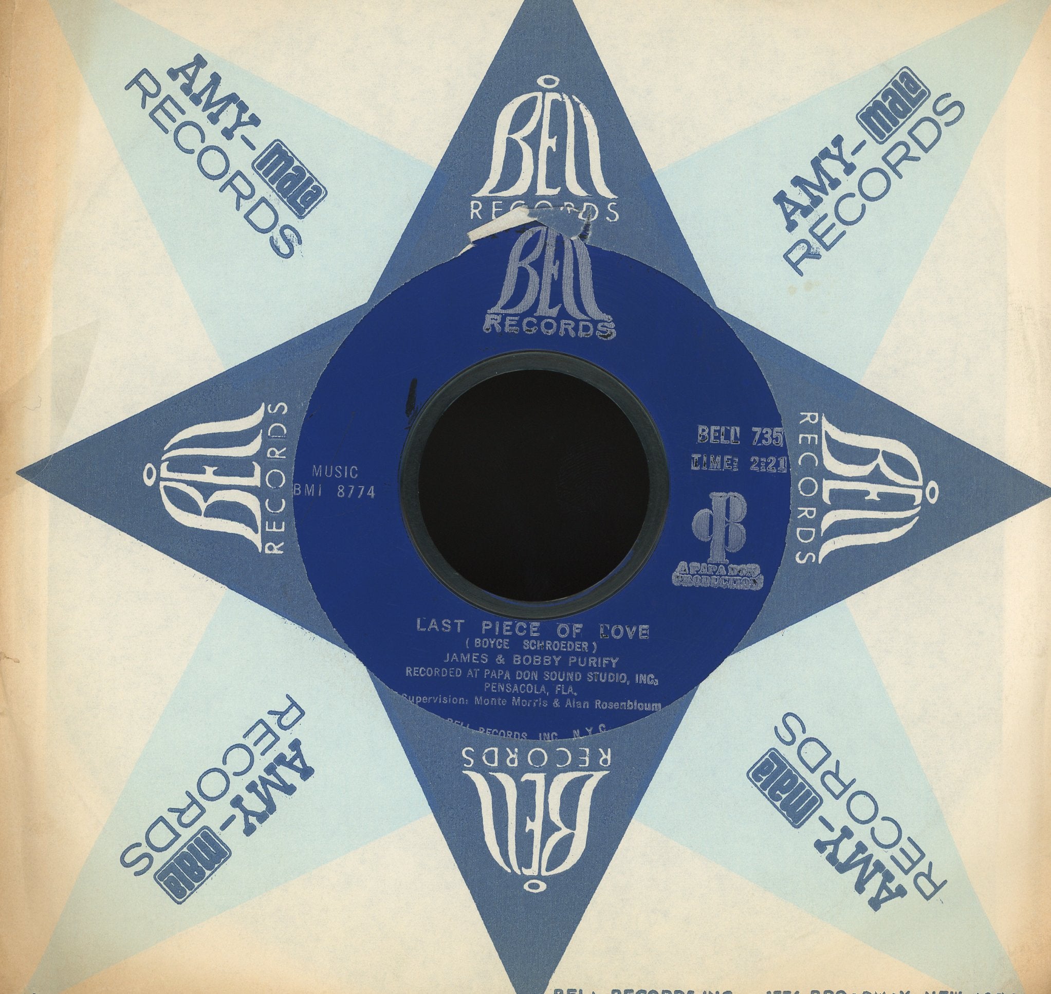 James & Bobby Purify - Help Yourself (To All Of My Lovin) / Last Piece Of Love on Bell Soul 45