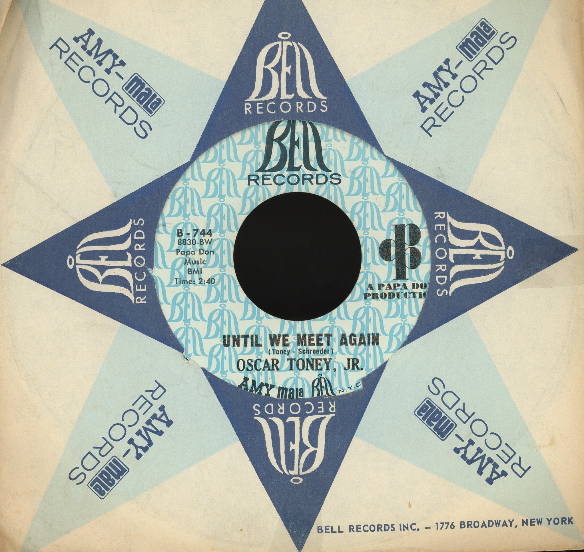 Oscar Toney Jr. - Just For You / Until We Meet Again on Bell Records Soul 45