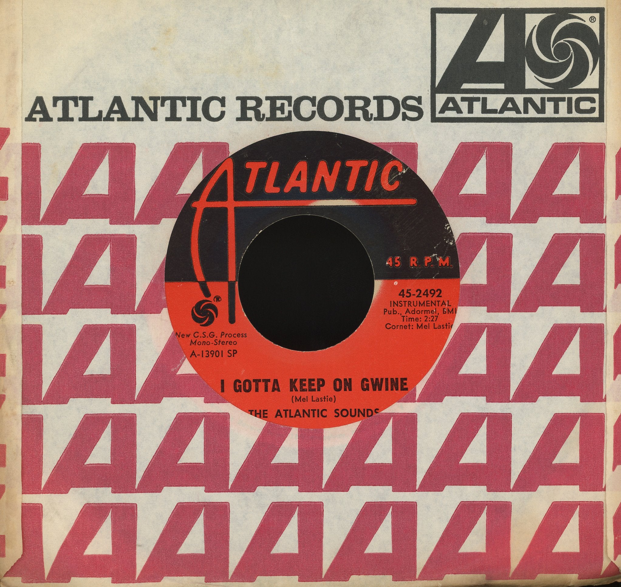 The Atlantic Sounds - I Gotta Keep On Gwine / L. David Sloane on Atlantic Jazz Funk 45