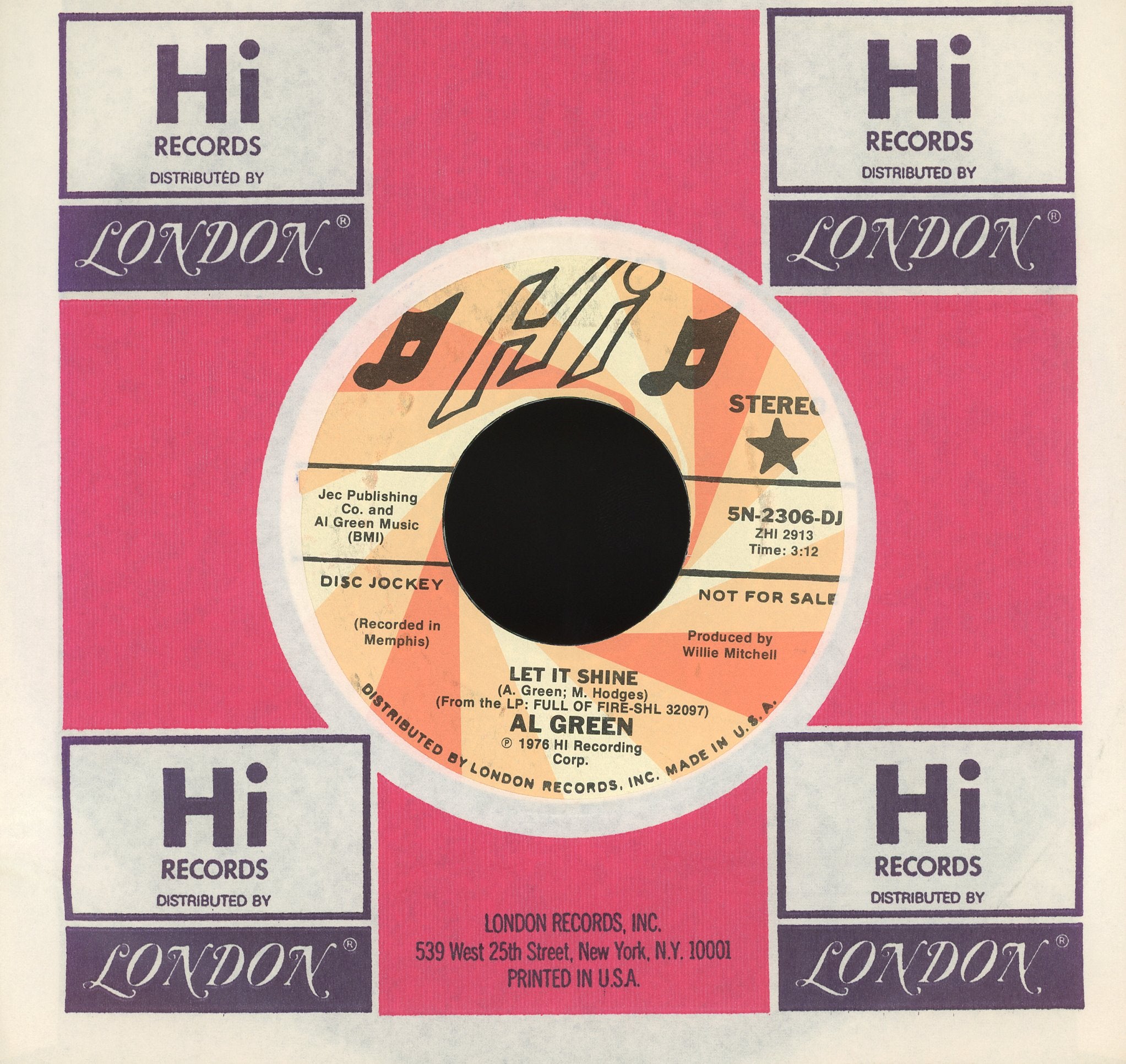 Al Green - Let It Shine on Hi Records Promo Soul 45