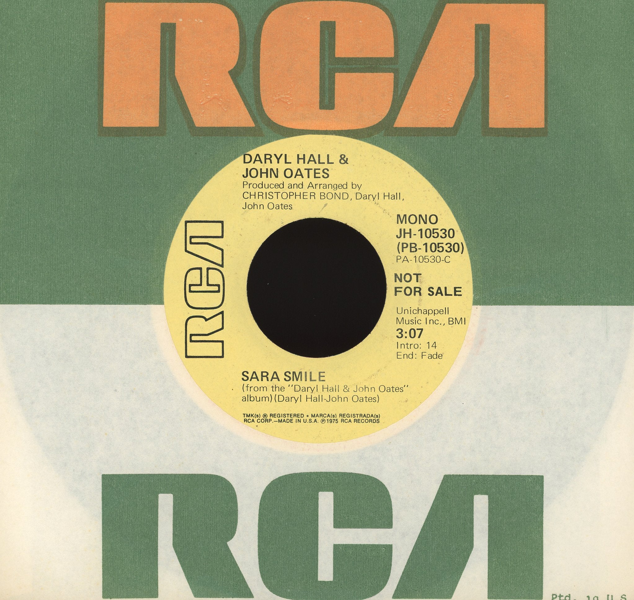 Daryl Hall & John Oates - Sara Smile on RCA Victor Promo 45