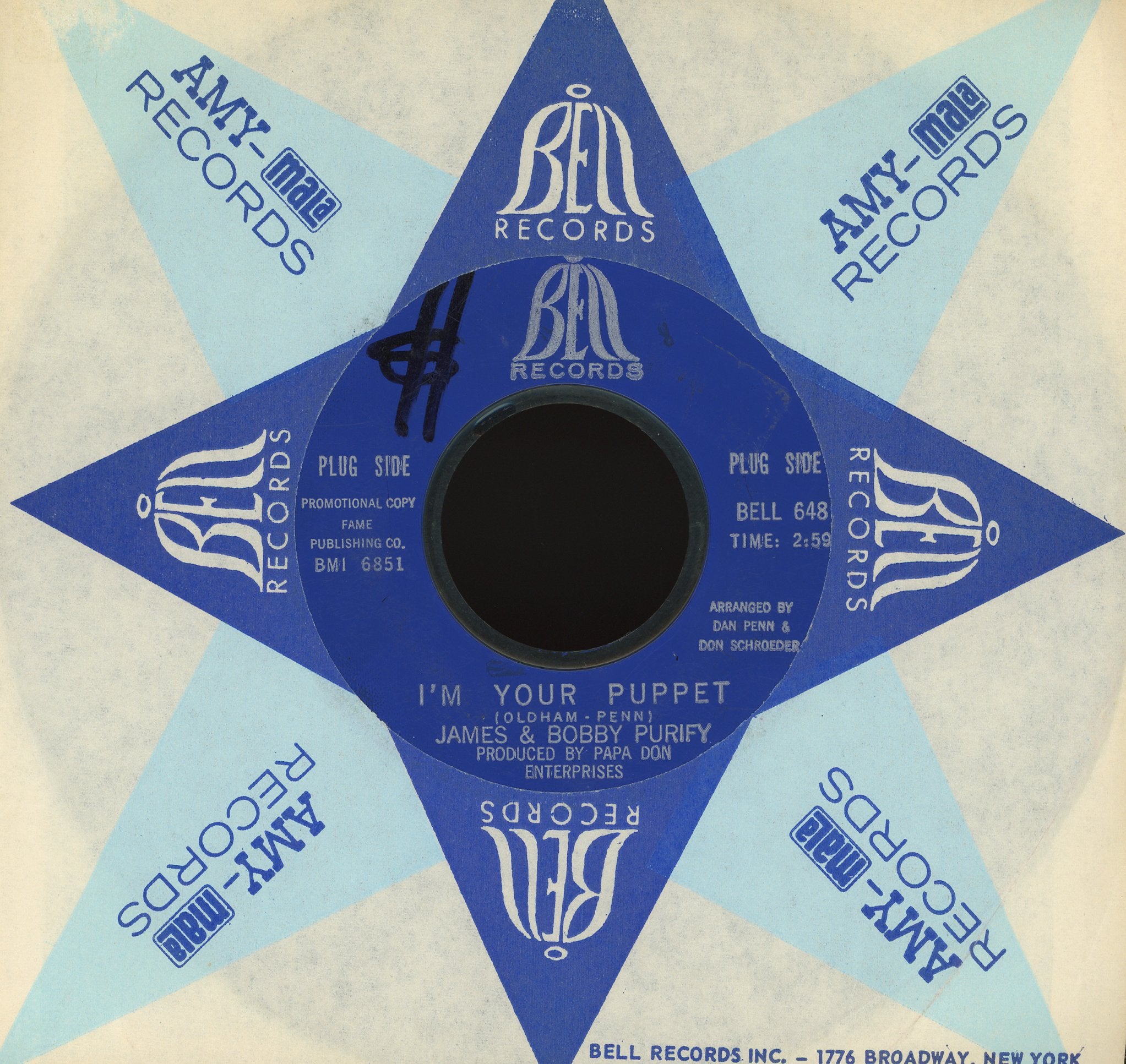 James & Bobby Purify - I'm Your Puppet / So Many Reasons on Bell Records Soul 45