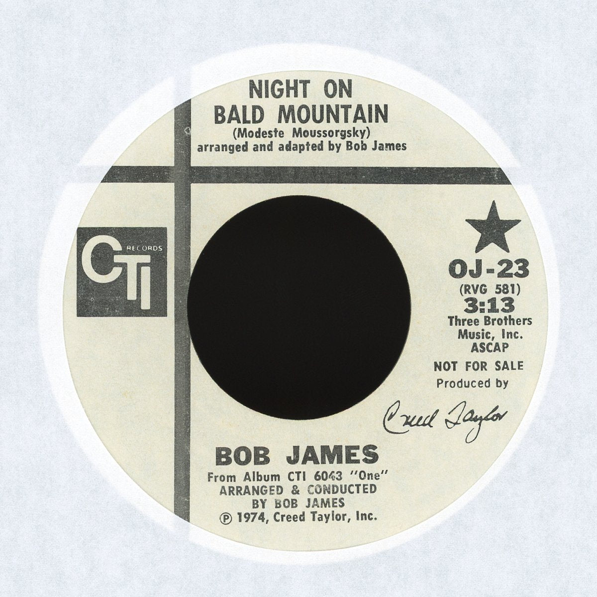 Bob James - Night On Bald Mountain / In The Garden on CTI Records Promo Jazz-Funk 45