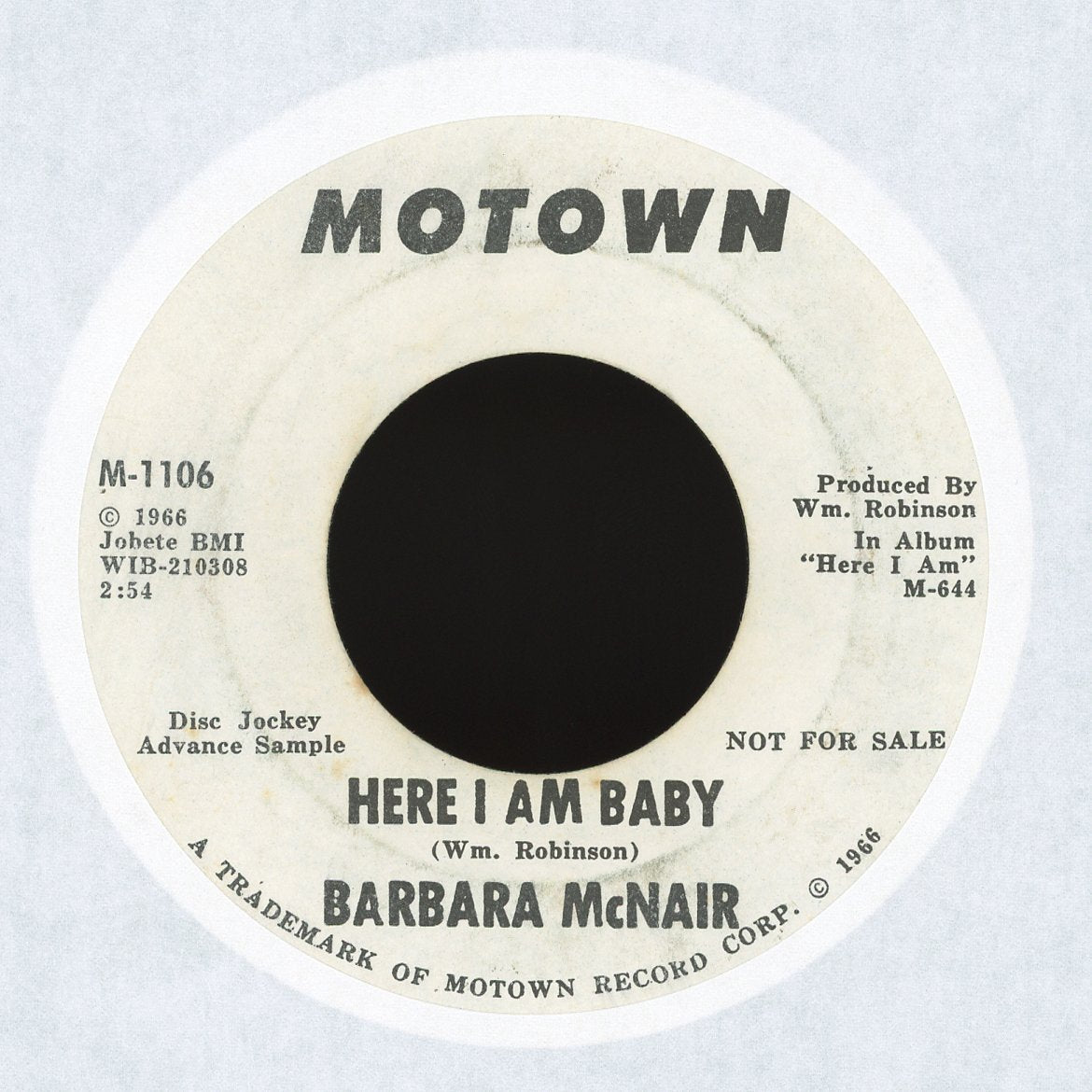 Barbara McNair - Here I Am Baby on Motown Promo Northern Soul 45