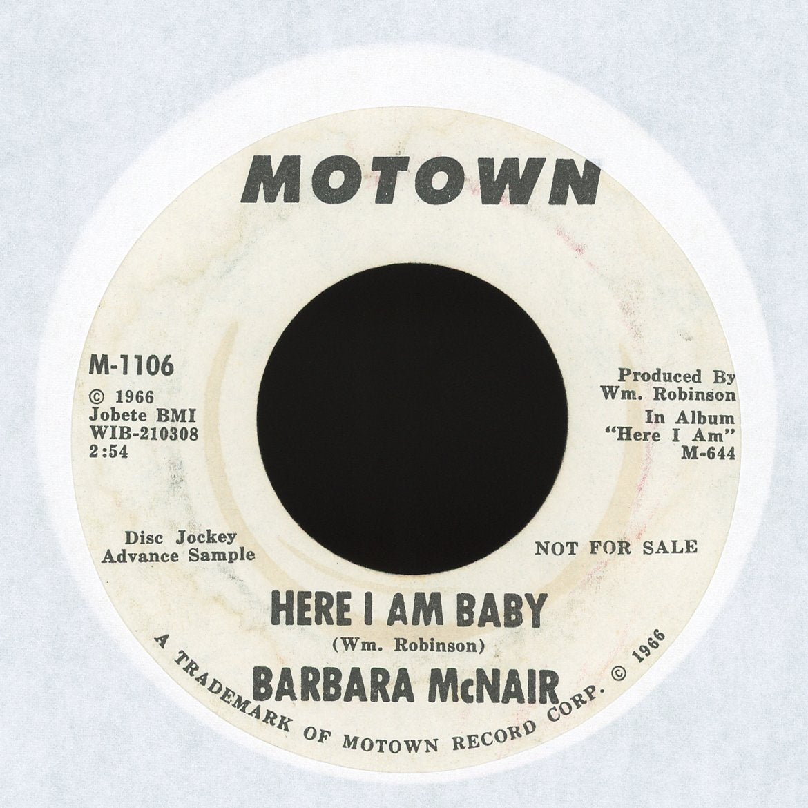 Barbara McNair - Here I Am Baby on Motown Promo Northern Soul 45