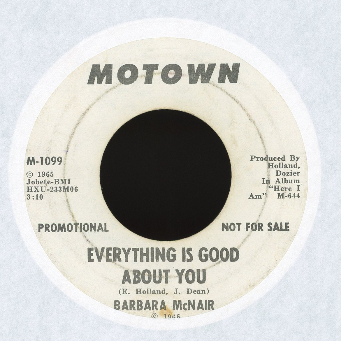 Barbara McNair - Everything Is Good About You on Motown Promo Soul 45