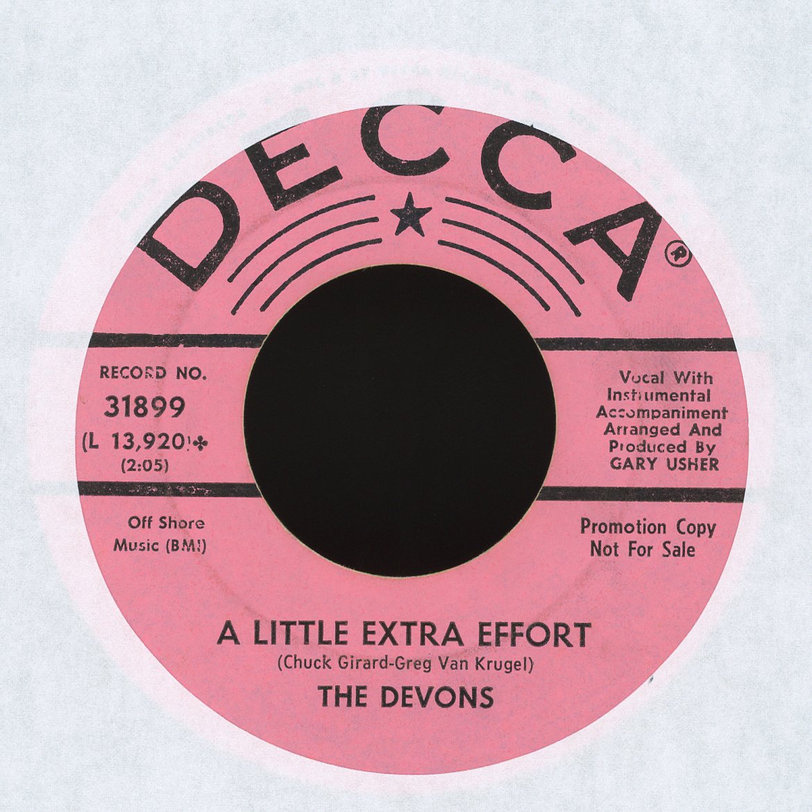 The Devons - Come On / A Little Extra Effort on Decca Promo Rock 45