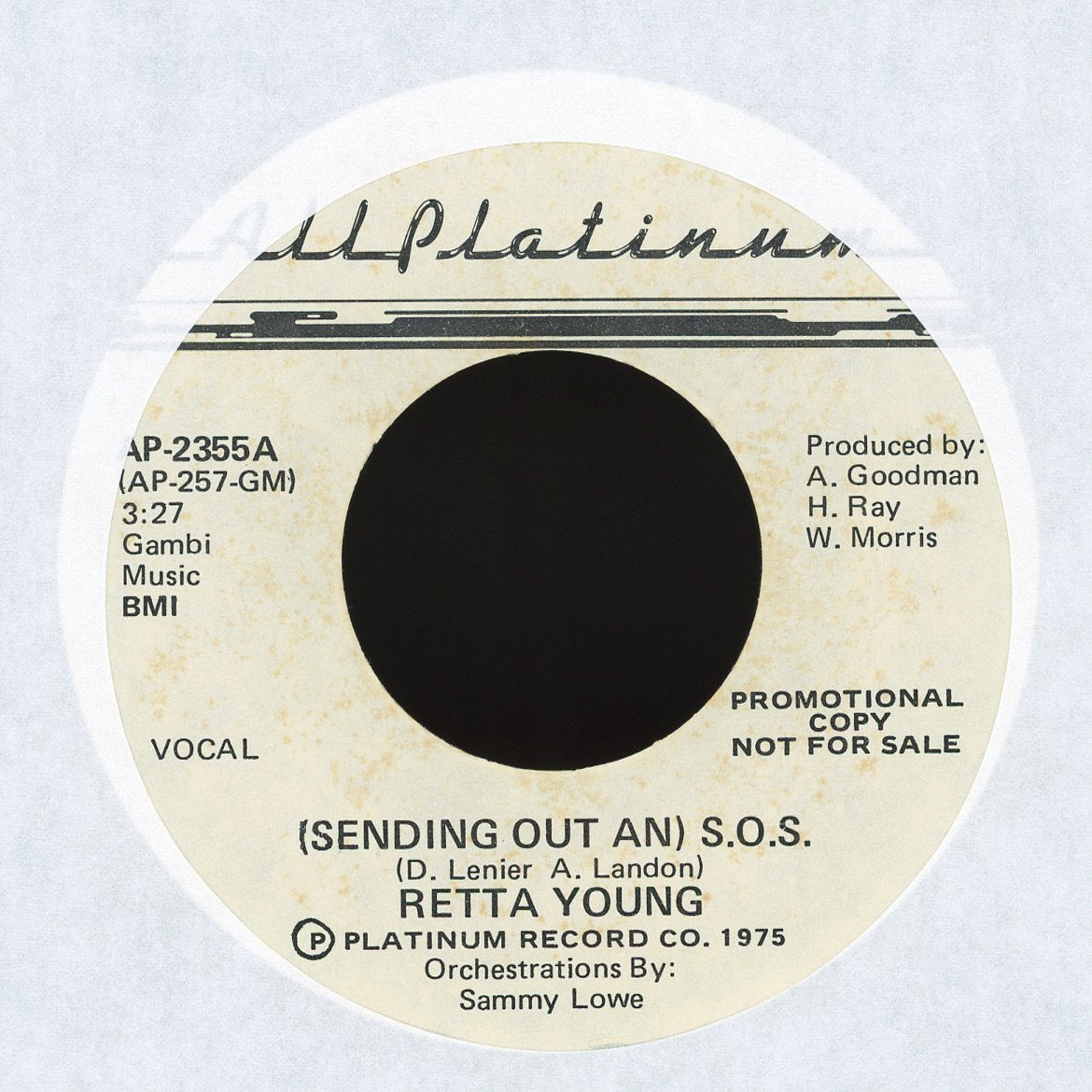 Rhetta Young - (Sending Out An) S.O.S. on All Platinum Promo Disco 45