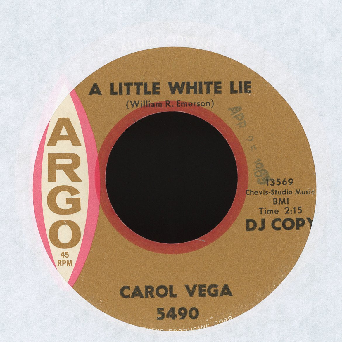 Carol Vega - One Little Thing on Argo Promo R&B 45