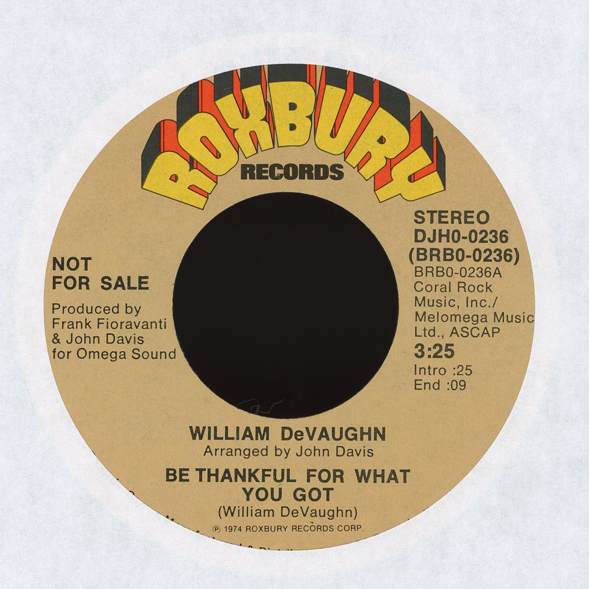 William DeVaughn - Be Thankful For What You Got on Roxbury Records Soul 45