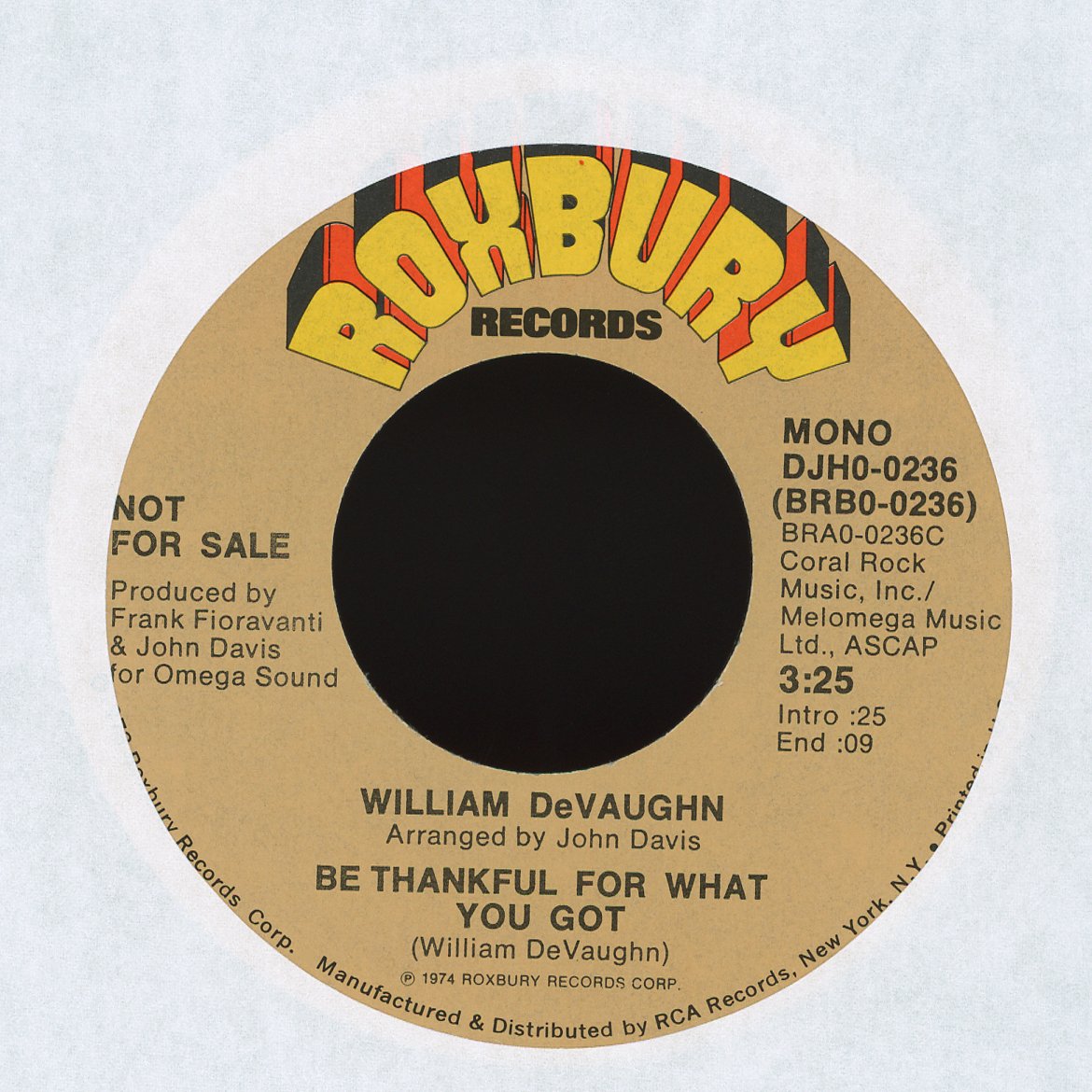 William DeVaughn - Be Thankful For What You Got on Roxbury Records Soul 45