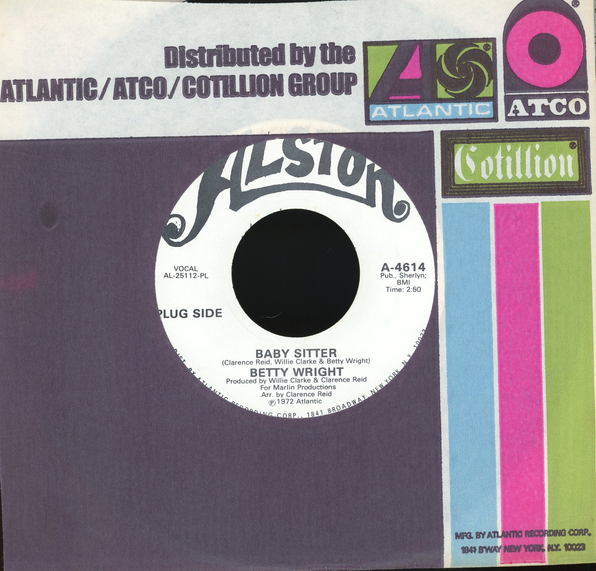 Betty Wright - Baby Sitter / Outside Woman on Alston Records Promo Funk Soul 45