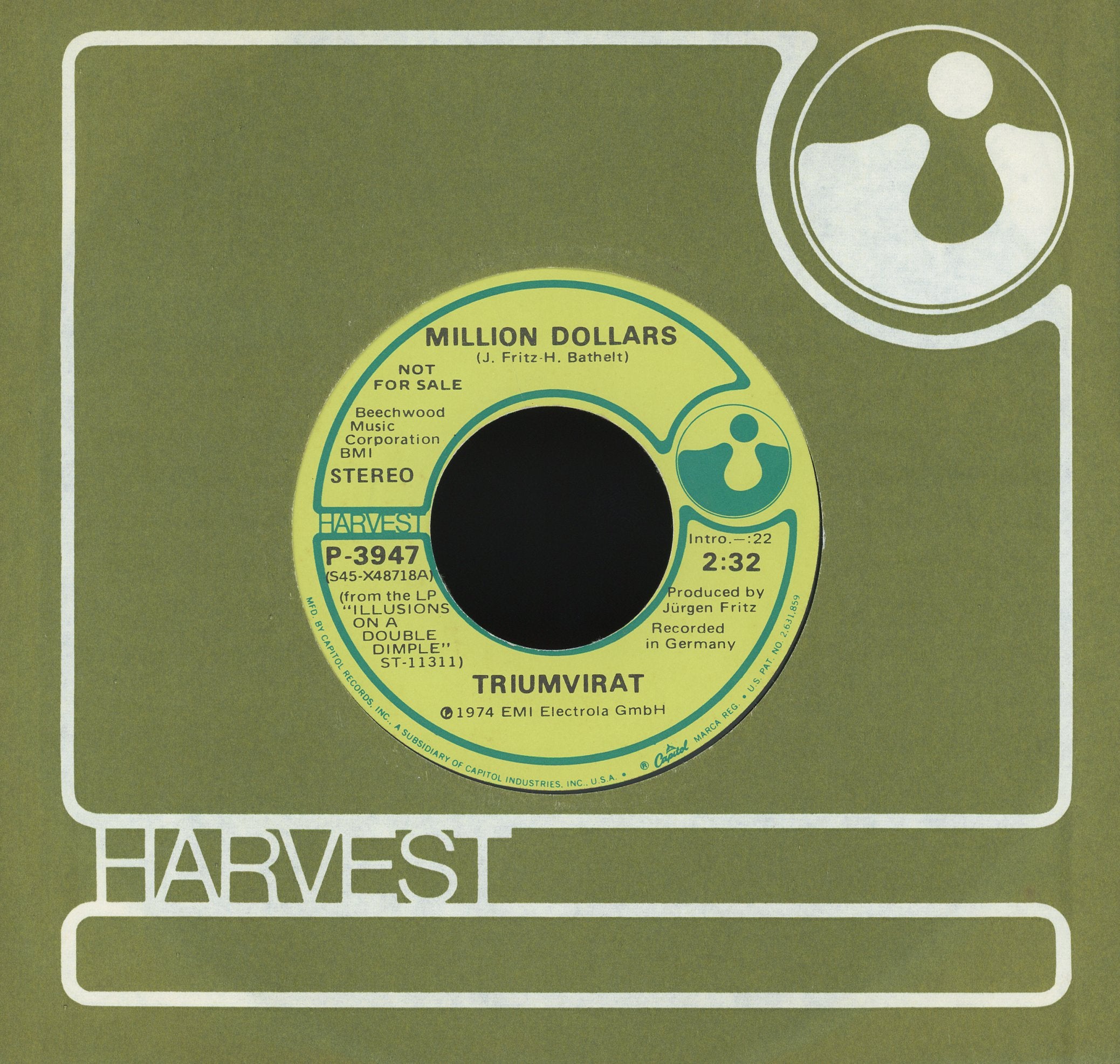 Triumvirat - Dimplicity on Harvest Promo Rock 45