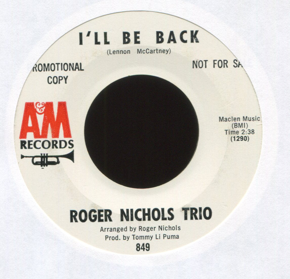 Roger Nichols Trio - I'll Be Back on A&M Promo Sunshine Pop 45