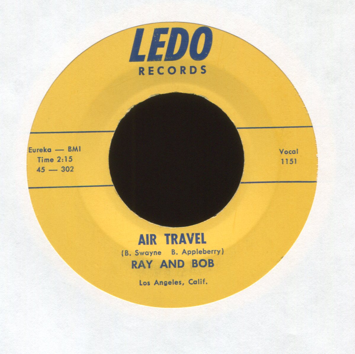 Ray And Bob - Air Travel on Ledo R&B 45