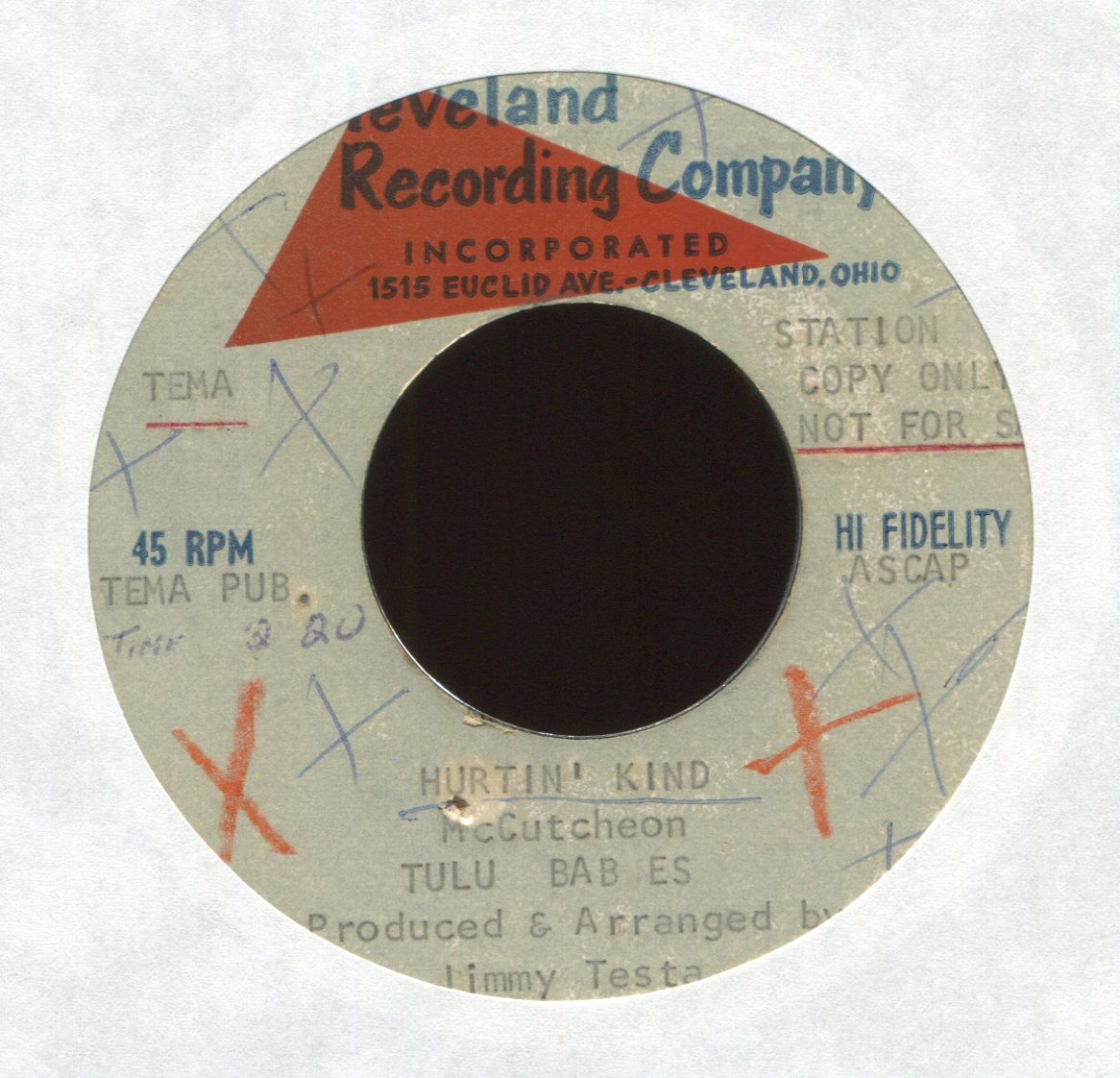 The Tulu Babies - Hurtin Kind Rare Cleveland Recording Company Garage Acetate 45