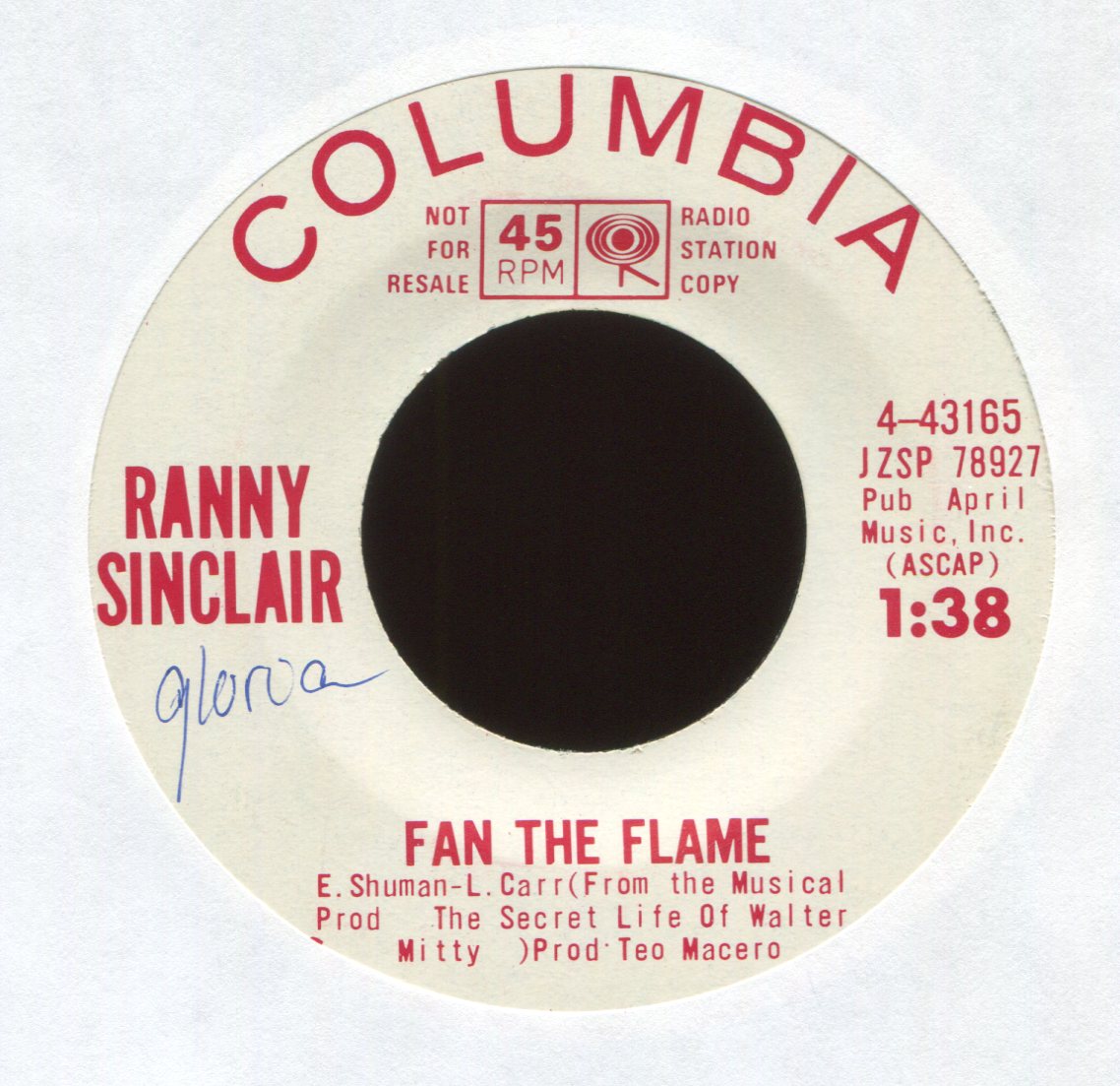 Ranny Sinclair - Fan The Flame on Columbia Promo Mod Soul Jazz 45