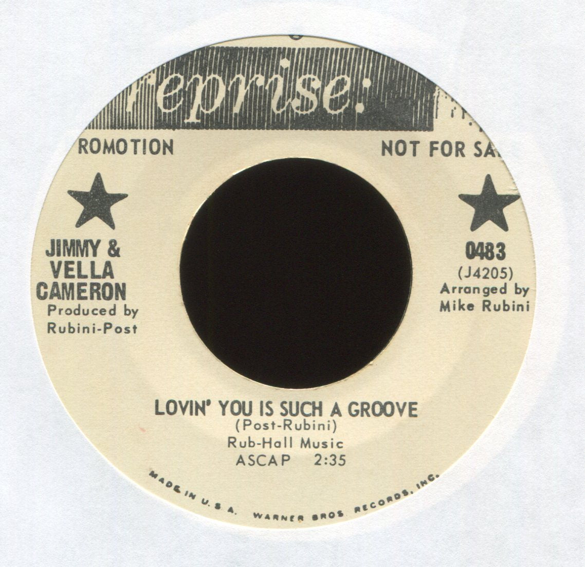 Jimmie & Vella Cameron - Lovin' You Is Such A Groove on Reprise Promo Northern Soul 45