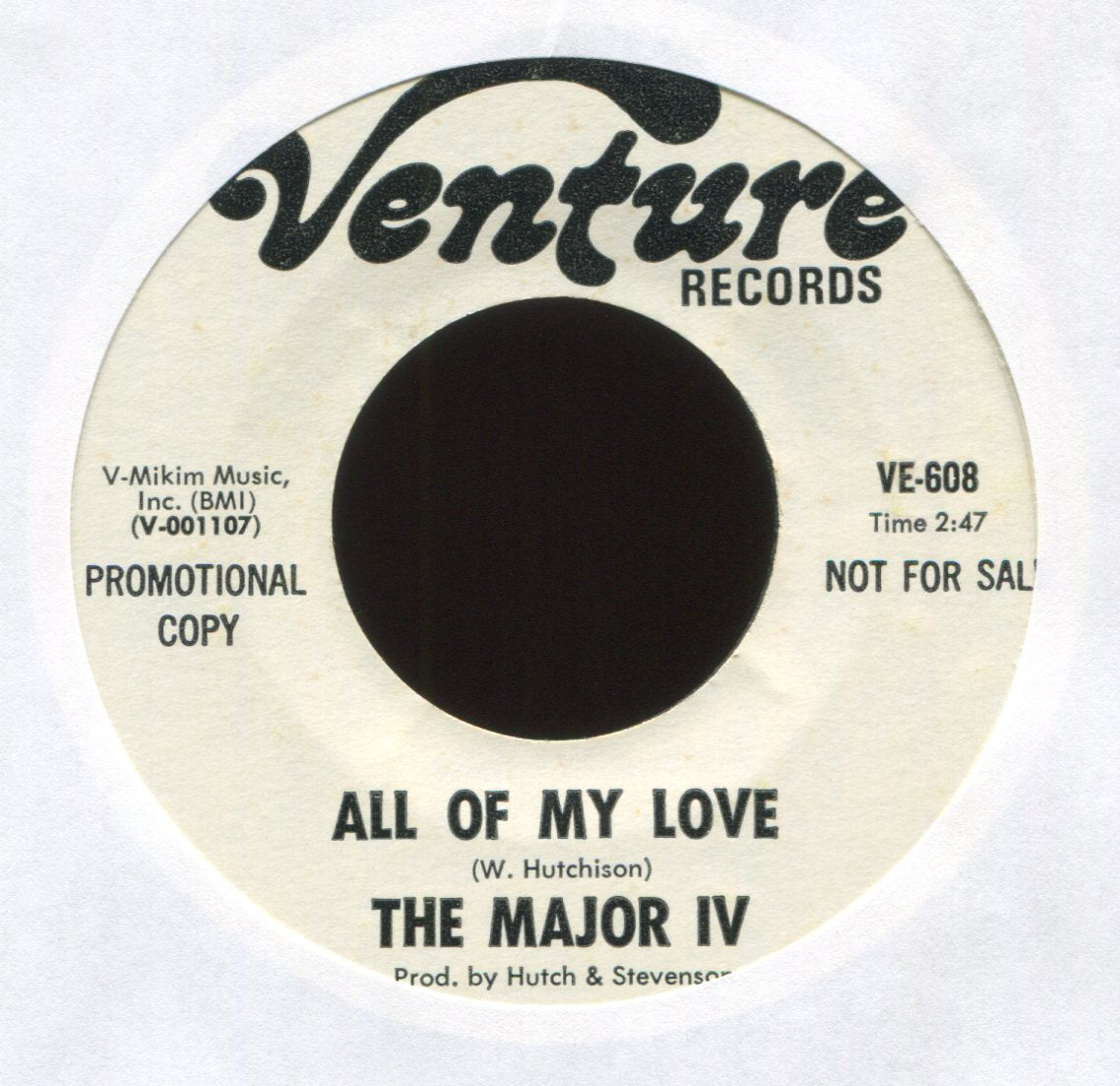 The Major IV - All Of My Love on Venture Promo Northern Soul 45