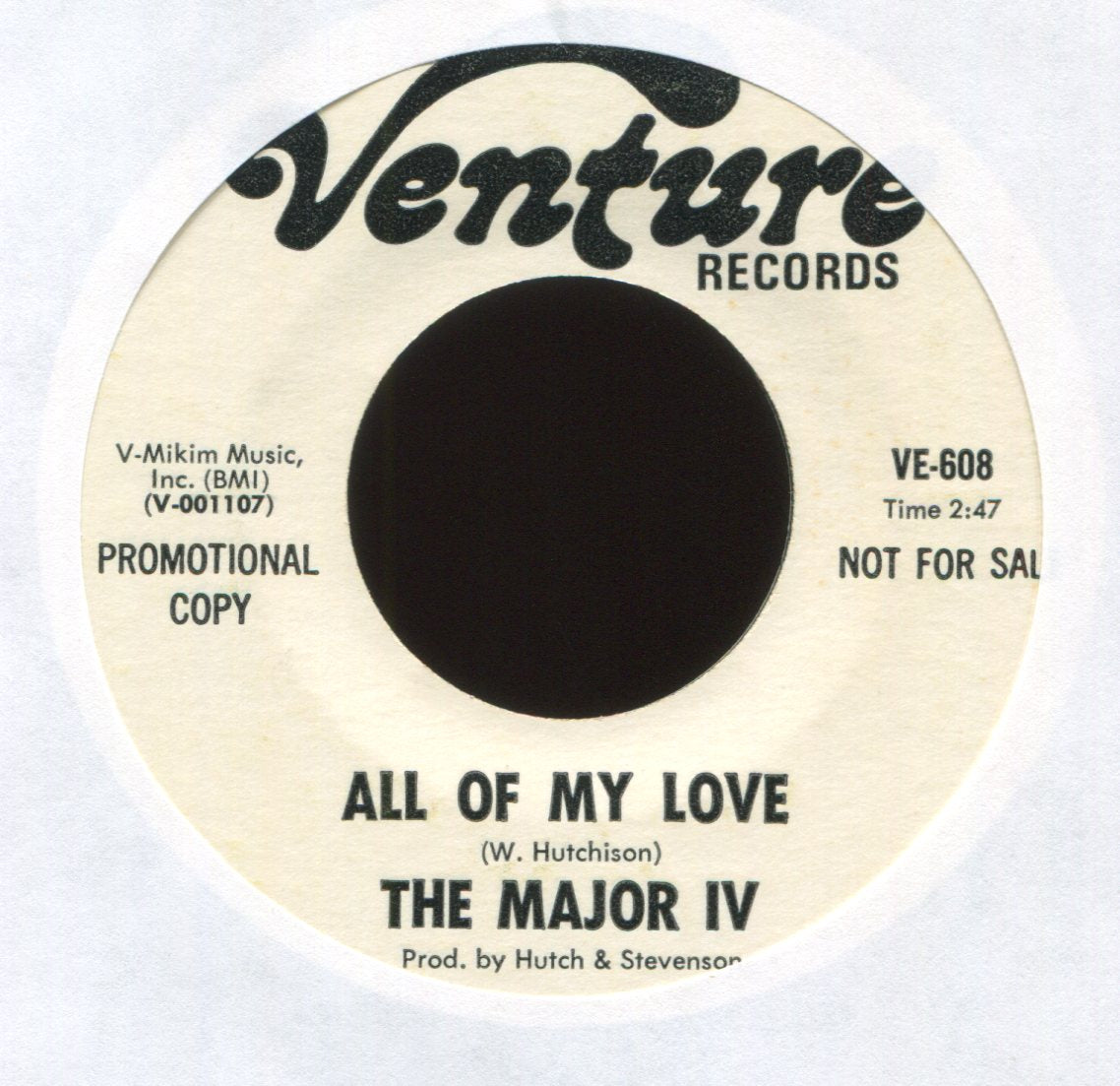 The Major IV - All Of My Love on Venture Promo Northern Soul 45