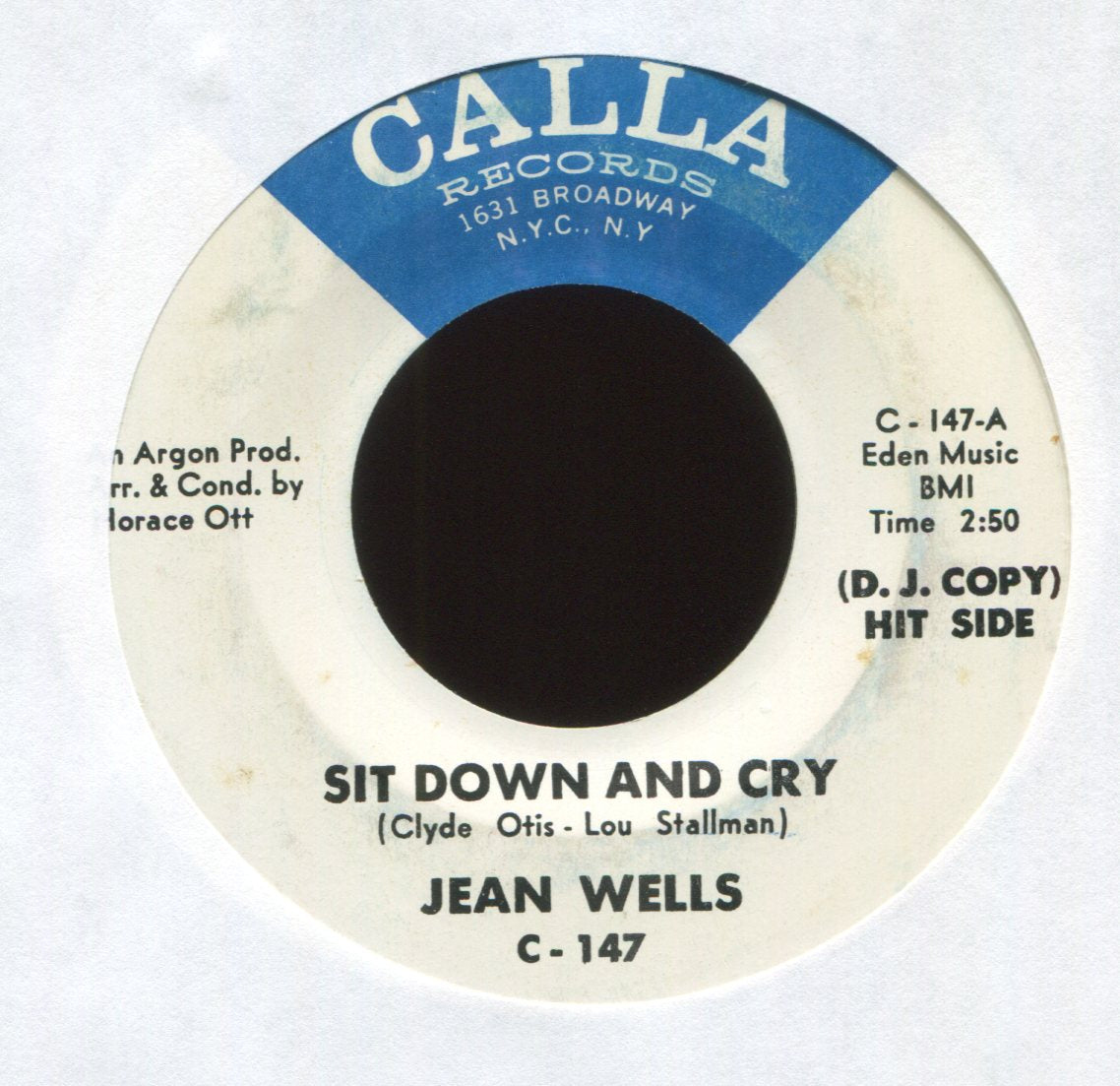 Jean Wells - Can't You Feel It on Calla Promo Northern Soul 45