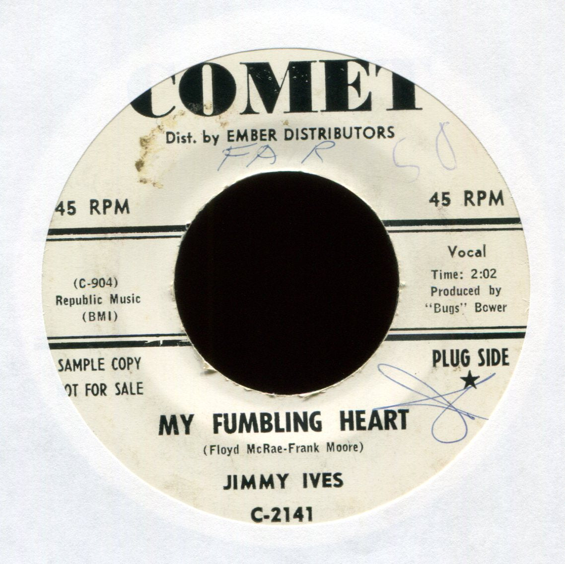 Jimmy Ives - My Fumbling Heart on Comet Promo R&B Doo Wop 45