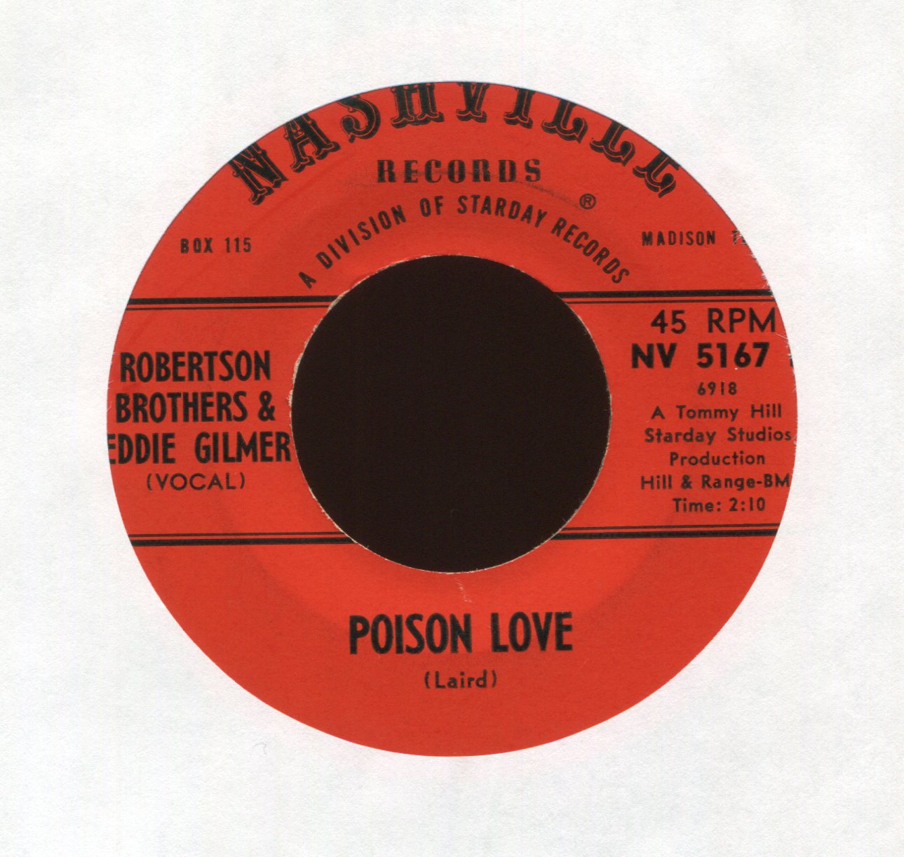 Robertson Brothers & Eddie Gilmer - Poison Love on Nashville Rockabilly Bop 45