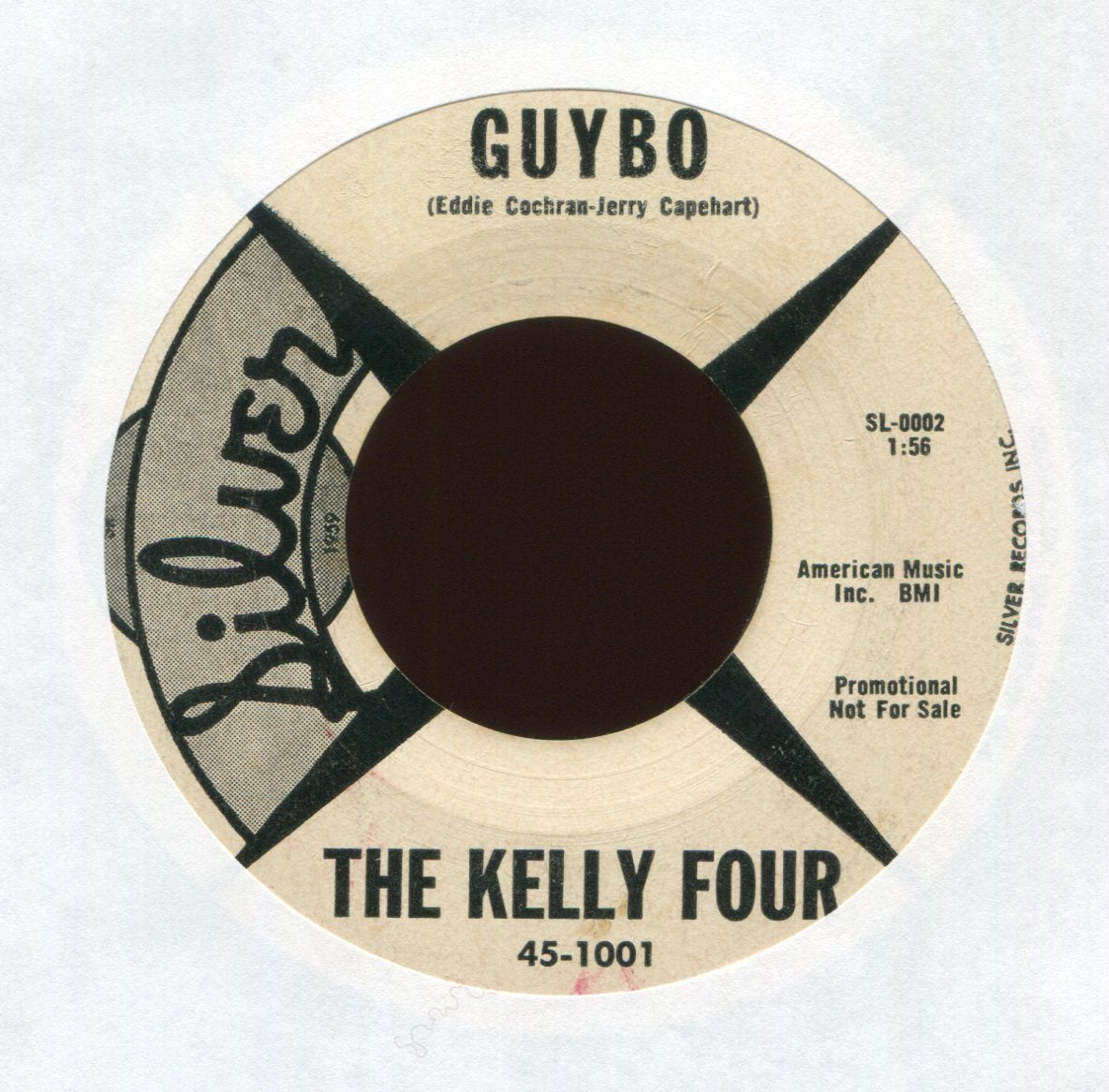 The Kelly Four - Guybo / Strollin' Guitar on Silver Promo Rockabilly 45 Eddie Cochran