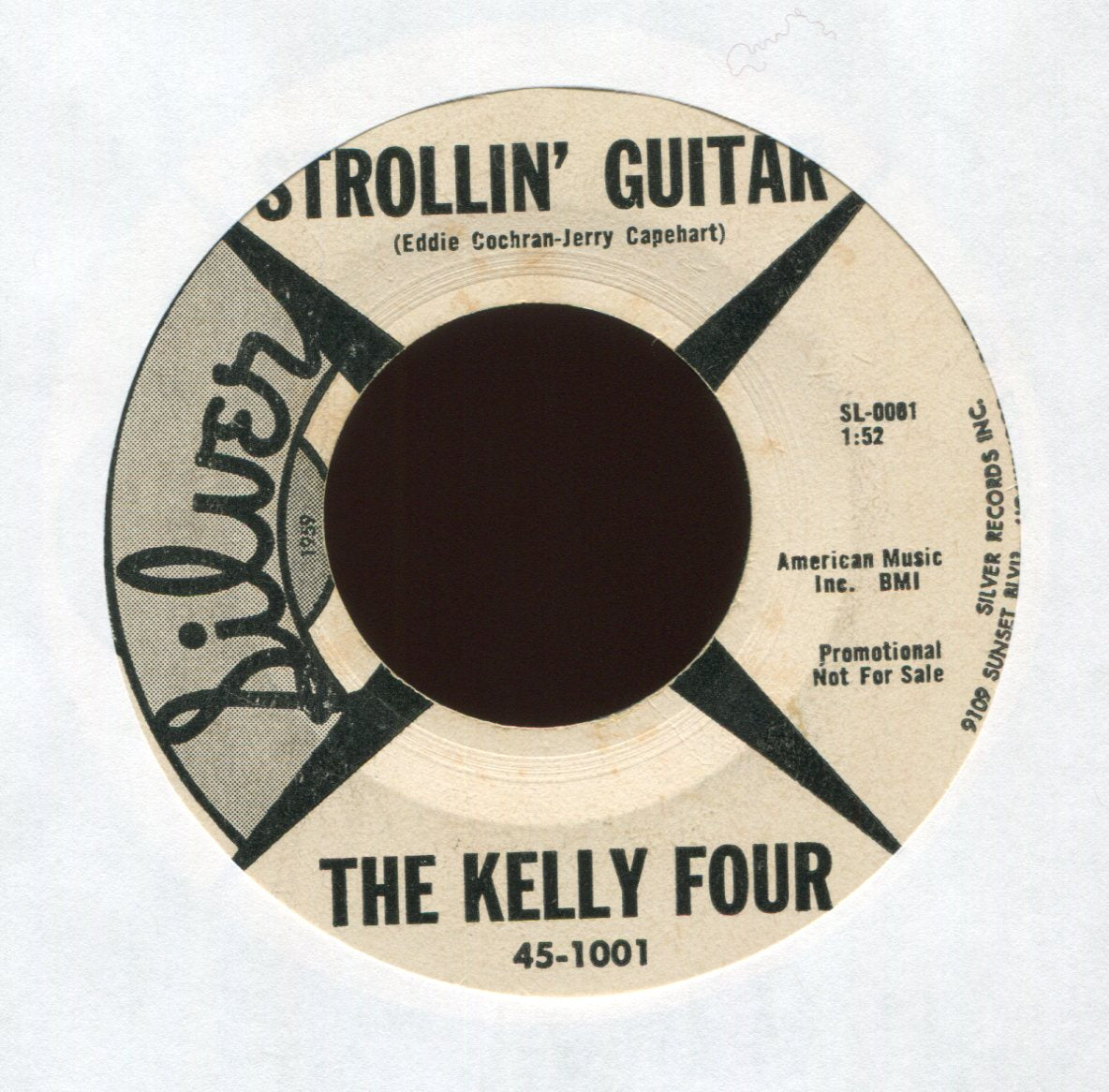 The Kelly Four - Guybo / Strollin' Guitar on Silver Promo Rockabilly 45 Eddie Cochran