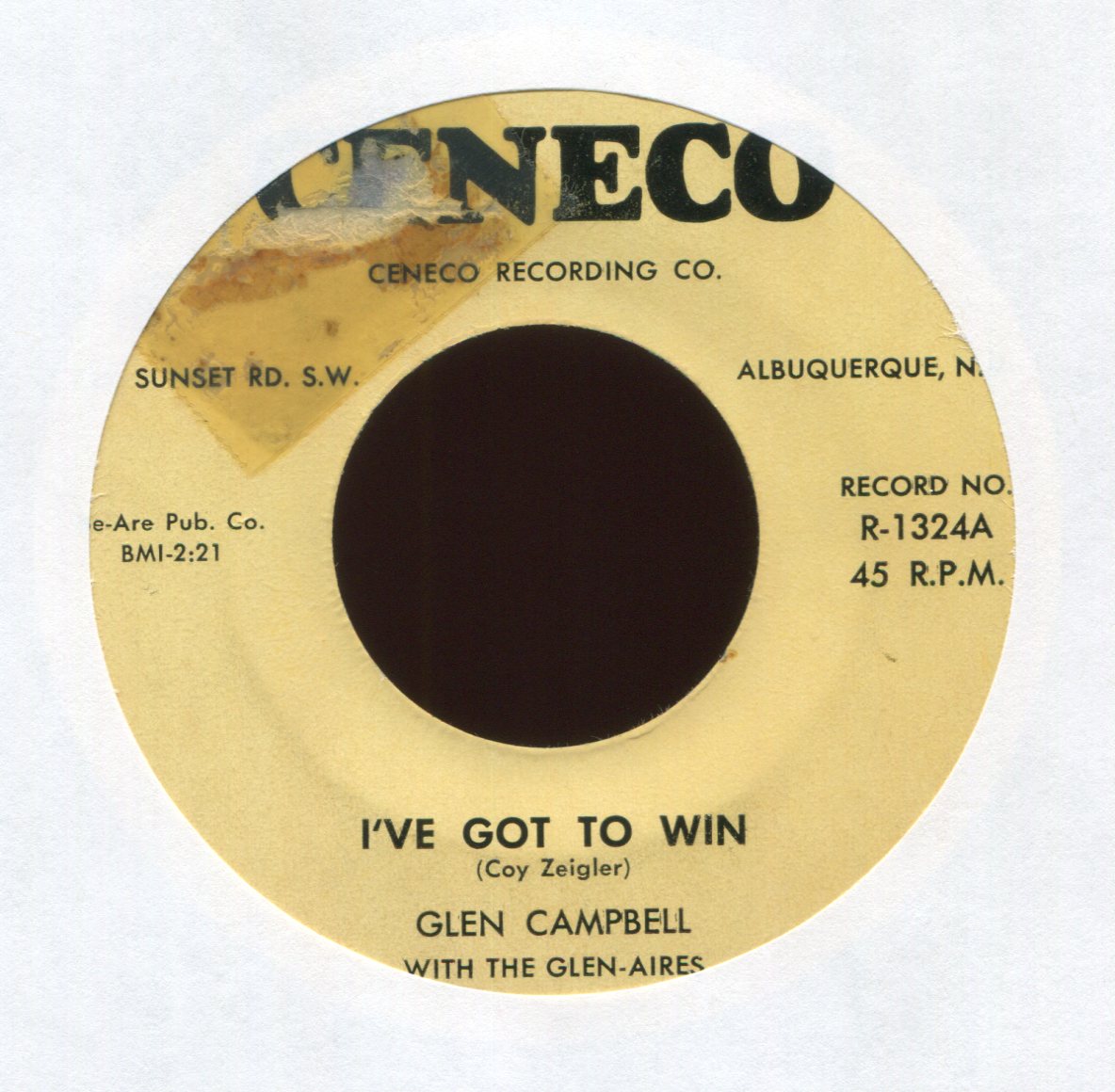 Glen Campbell - I've Got To Win on Ceneco Country Bop 45