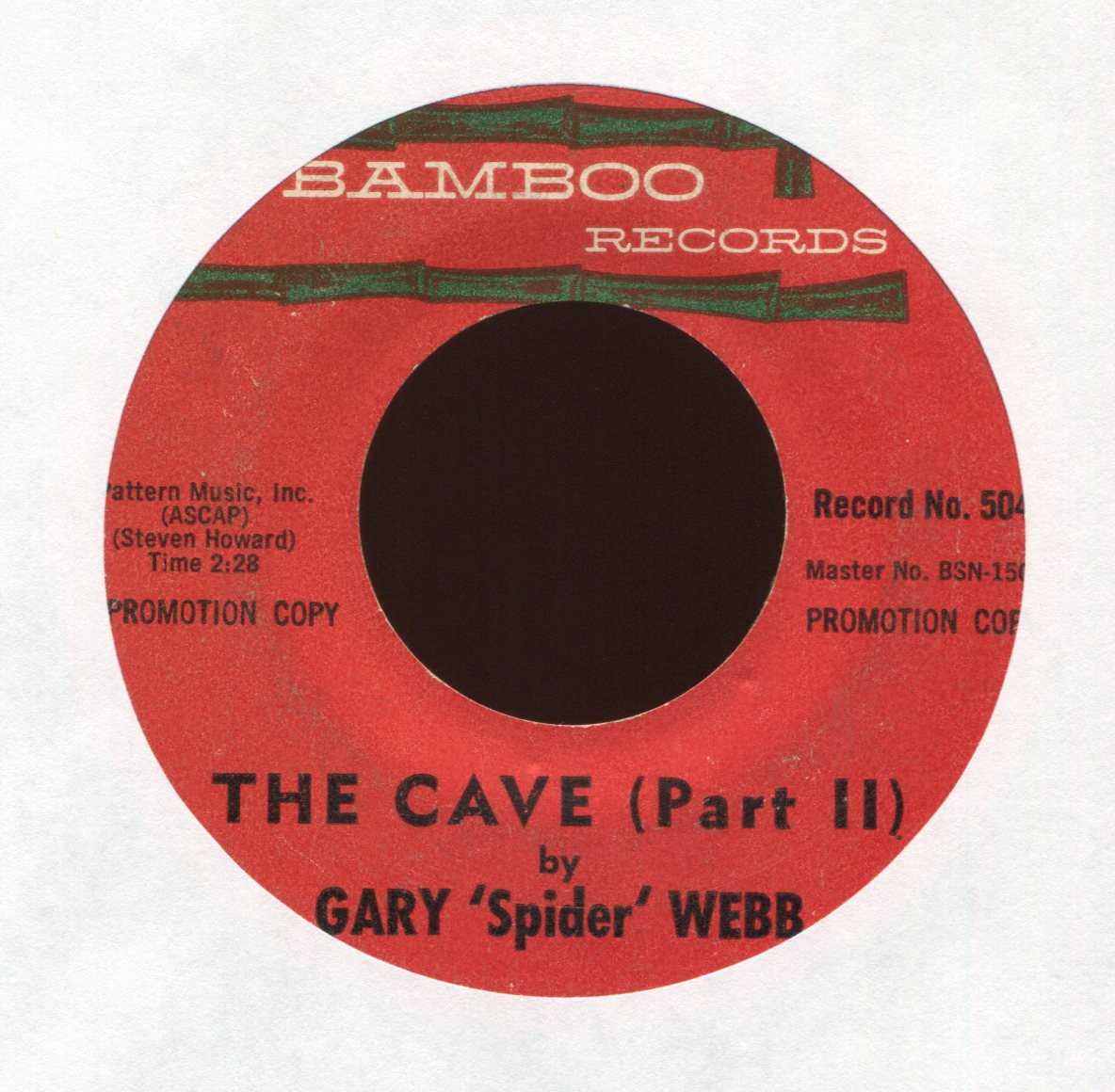 Gary "Spider" Webb - The Cave on Bamboo Promo Halloween Horror Exotica 45