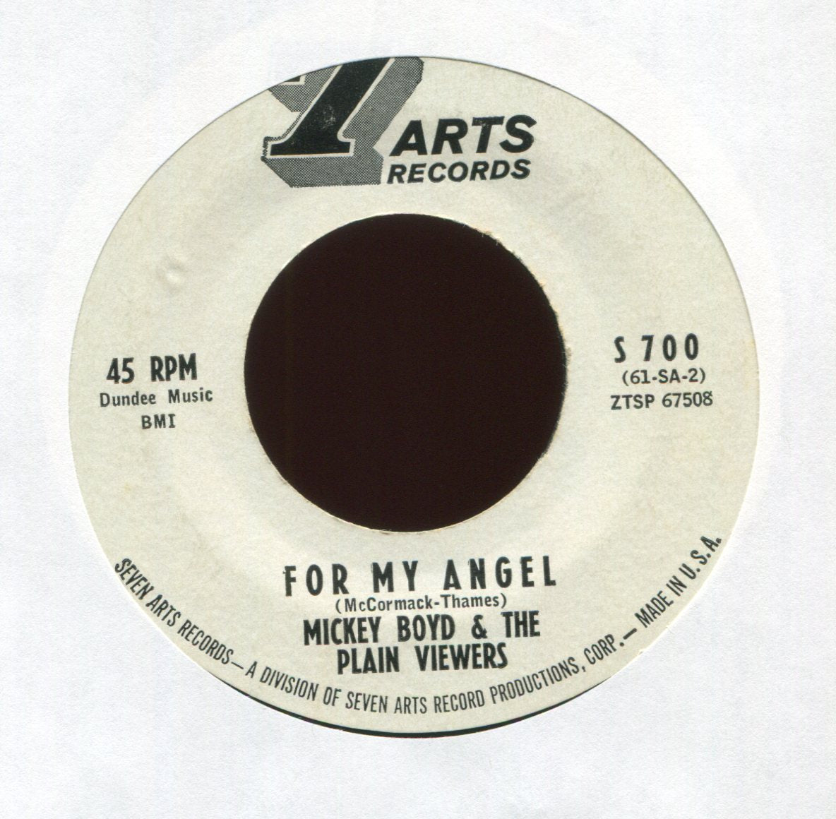 Mickey Boyd & The Plain Viewers - For My Baby on 7 Arts Promo Rockabilly 45