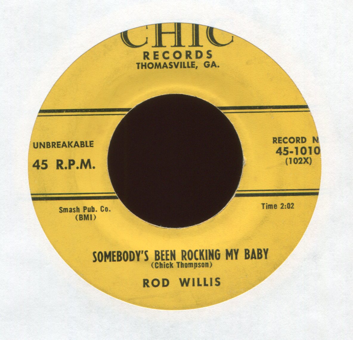 Rod Willis - Somebody's Been Rocking My Baby on Chic Rockabilly 45