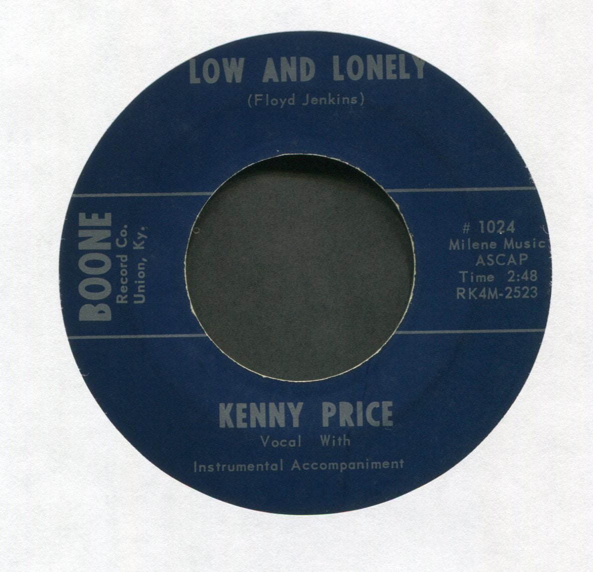 Kenny Price - Low And Lonely on Boone Rockabilly 45