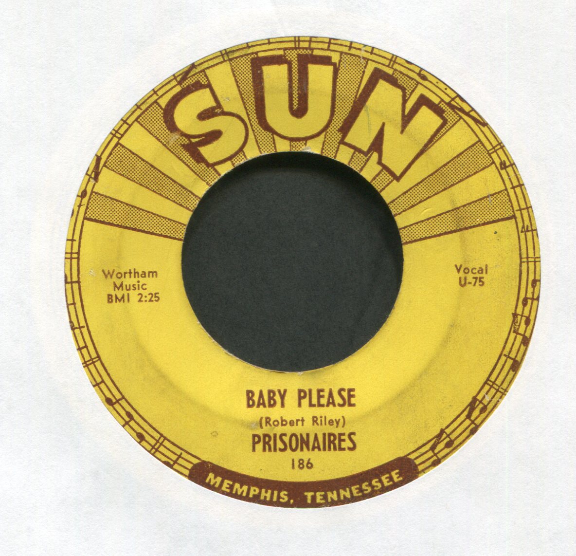 The Prisonaires - Just Walkin' In The Rain on Sun R&B Doo Wop 45 With Push Marks