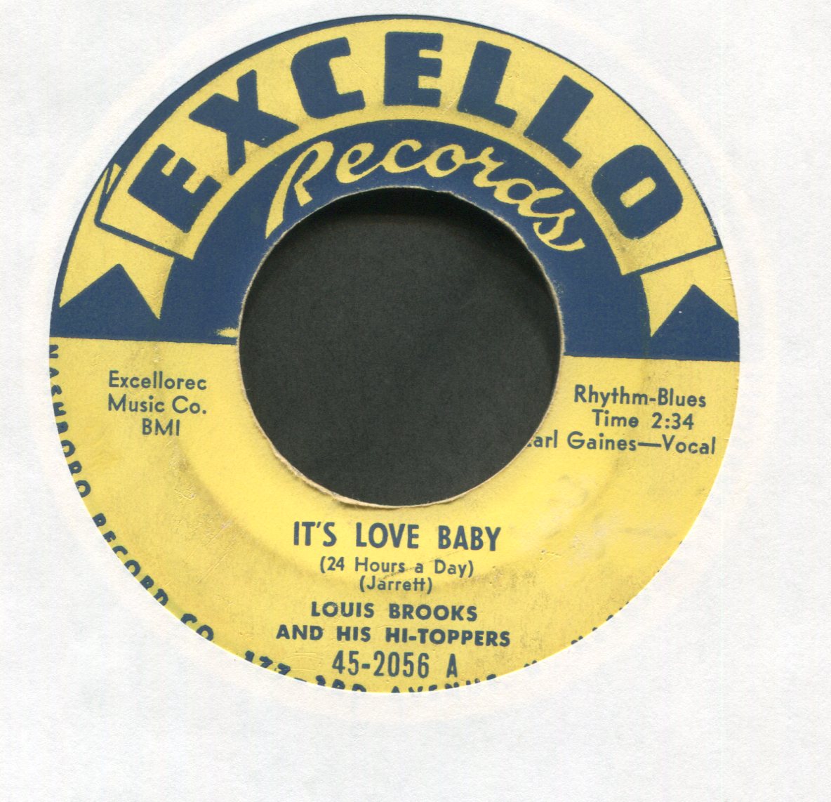 Louis Brooks And His Hi-Toppers - It's Love Baby (24 Hours A Day) on Excello R&B 45