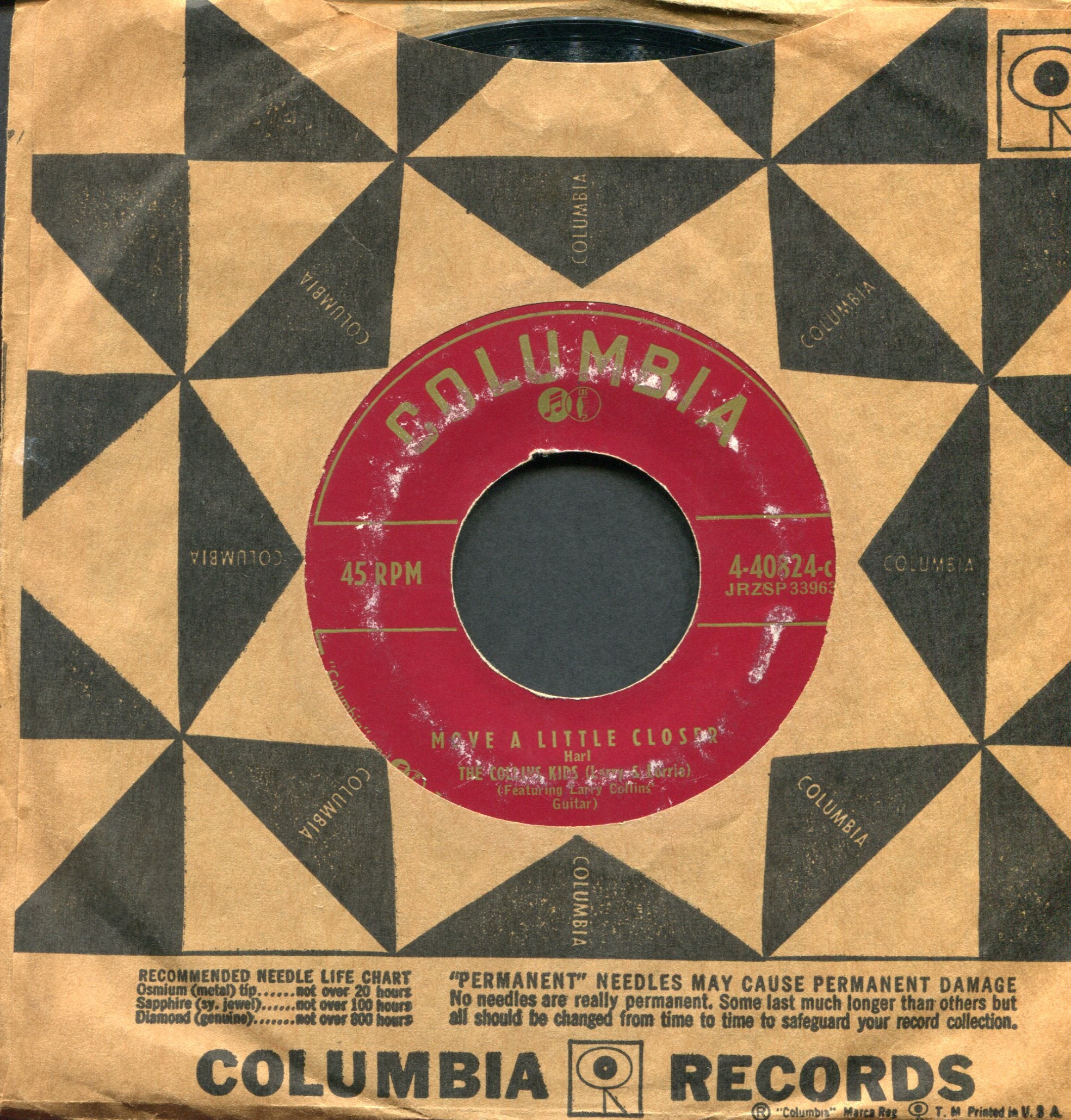 The Collins Kids - Move A Little Closer on Columbia Rockabilly 45