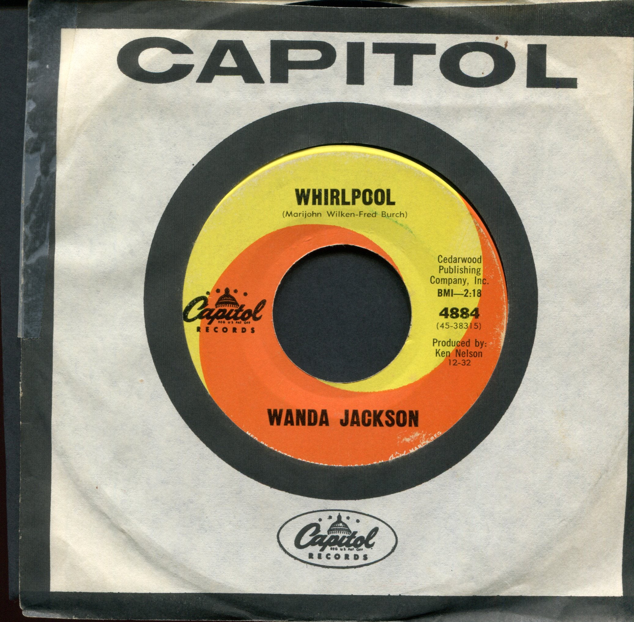 Wanda Jackson - Whirlpool on Capitol Mod Popcorn Rockabilly 45