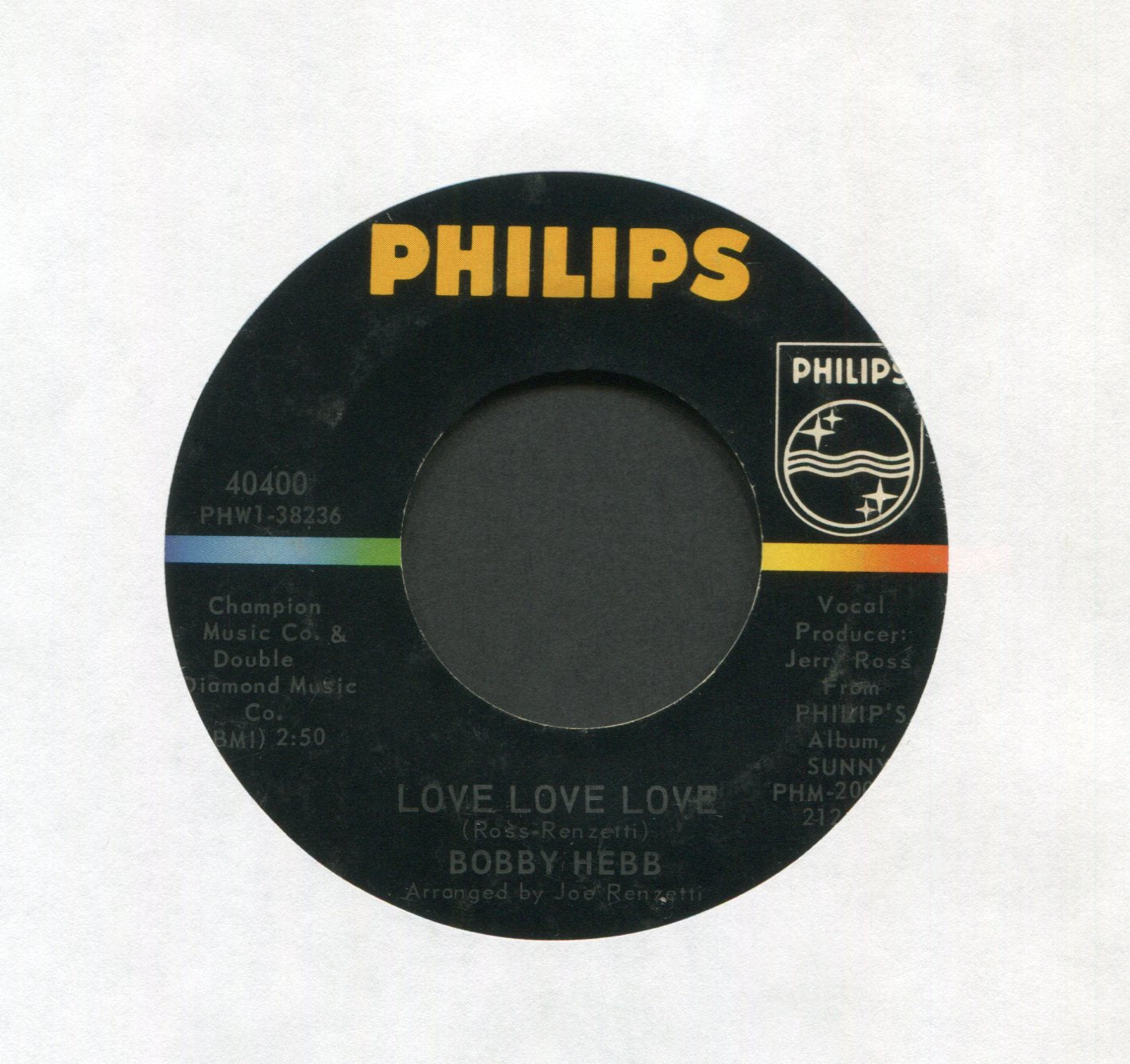 Bobby Hebb - Love, Love, Love on Philips Northern Soul 45 With Picture Sleeve