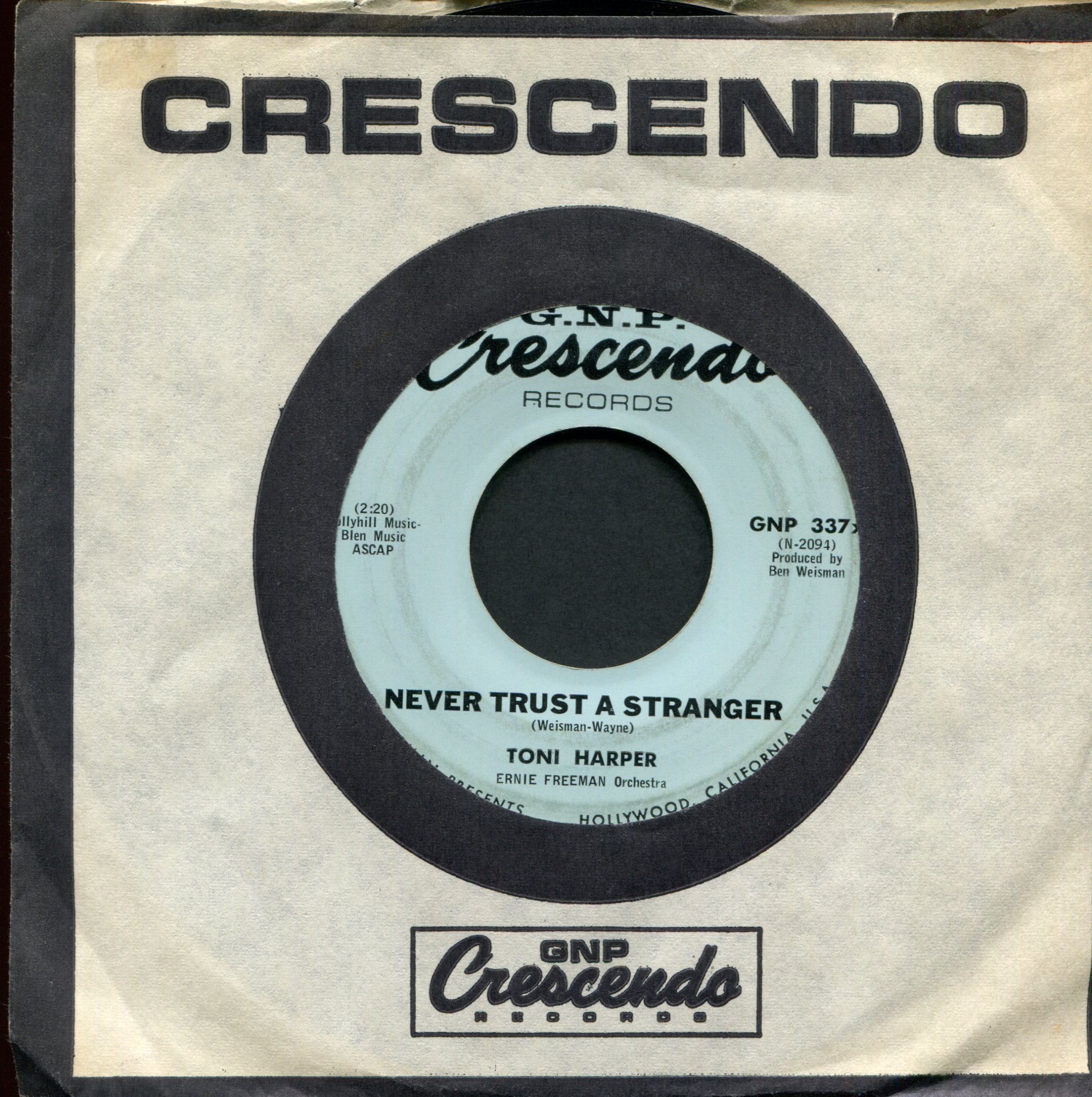 Toni Harper - Never Trust A Stranger on G.N.P. Crescendo Northern Soul 45