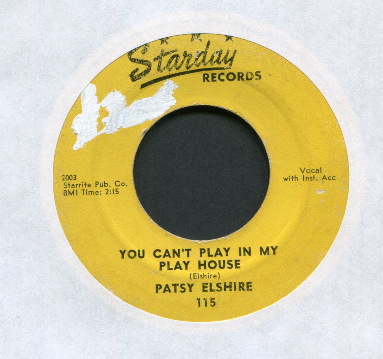 Patsy Elshire - You Can't Play In My Playhouse on Starday Rockabilly 45