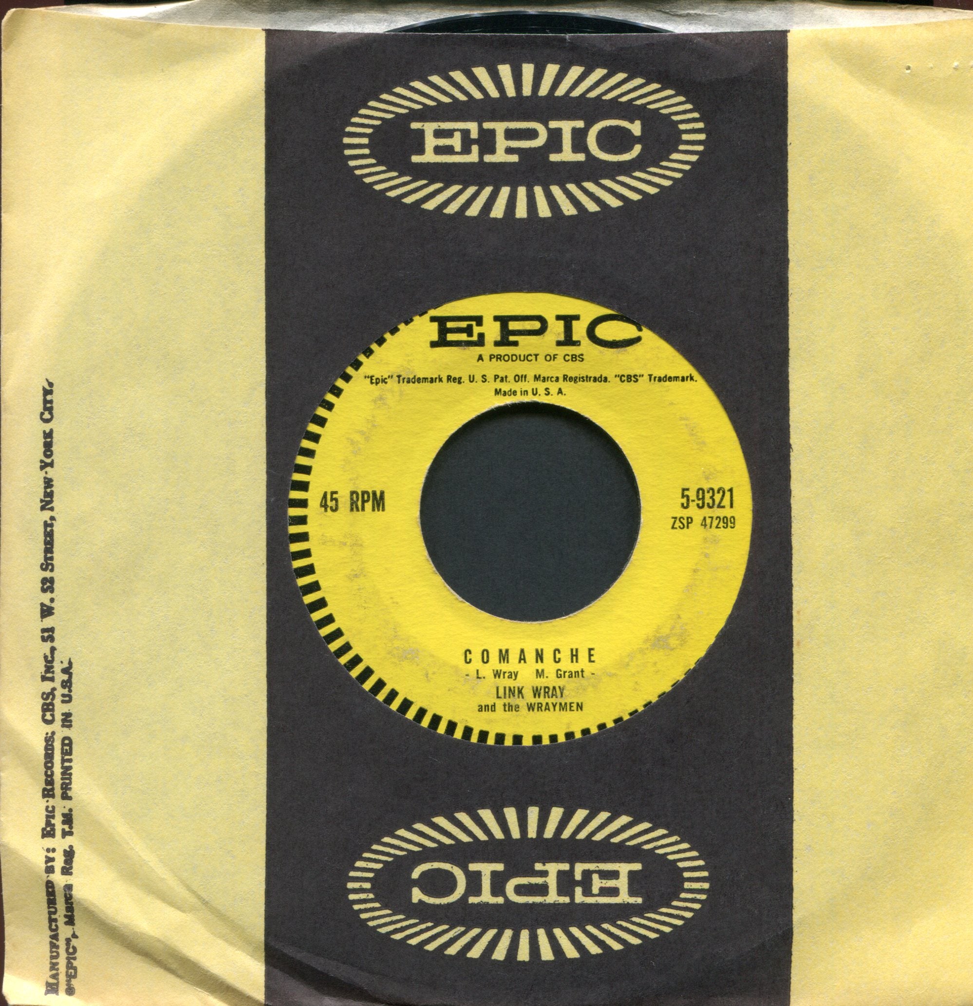 Link Wray And His Ray Men - Comanche on Epic Rockabilly 45