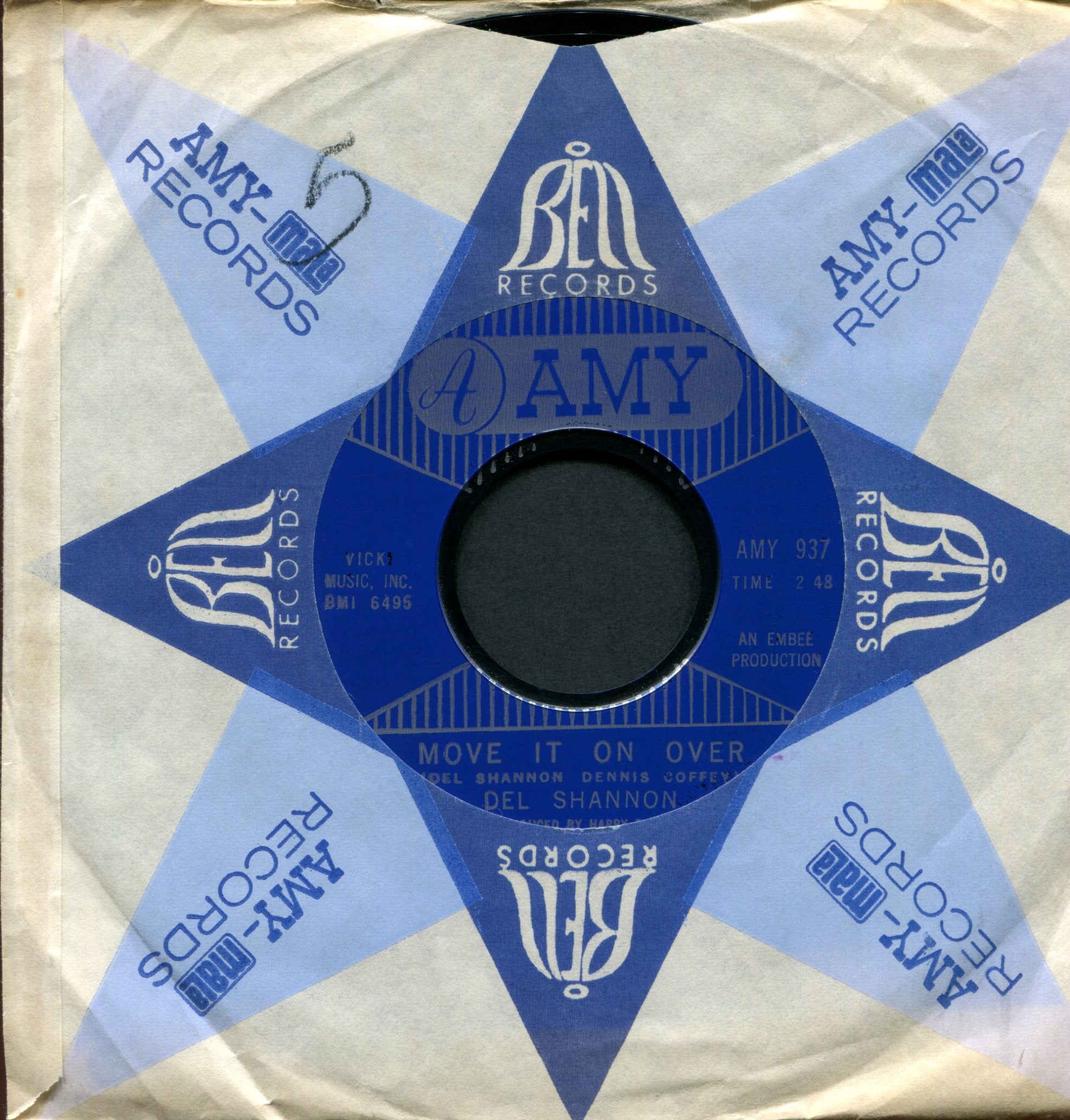 Del Shannon - Move It On Over on Amy Garage 45